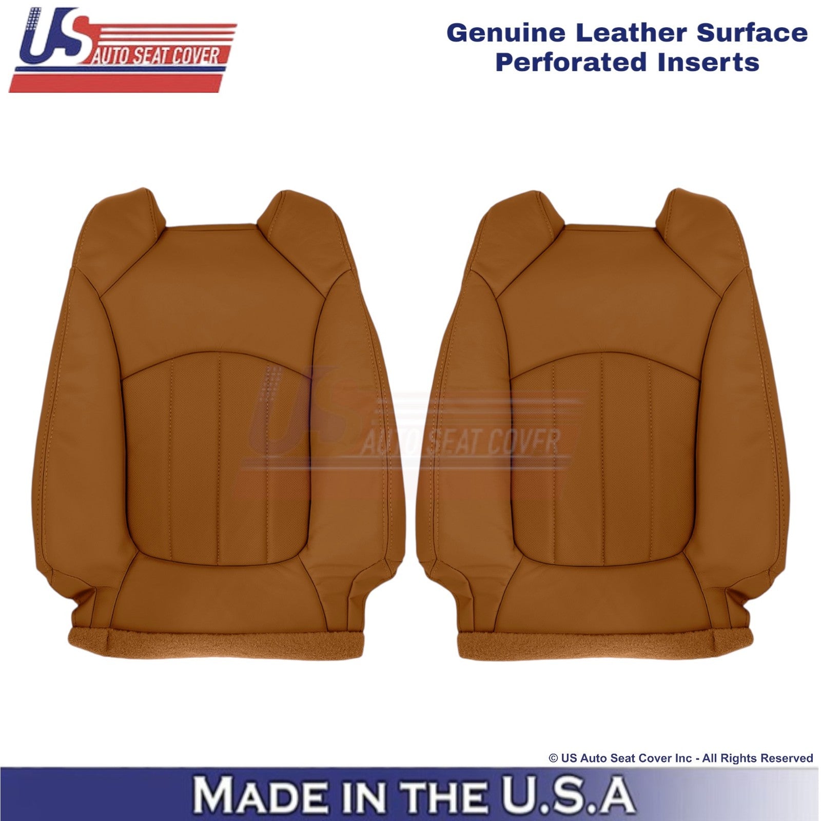 2013-2014 Fits Chevy Traverse Genuine Leather Perf. Front Seat Covers Mojave