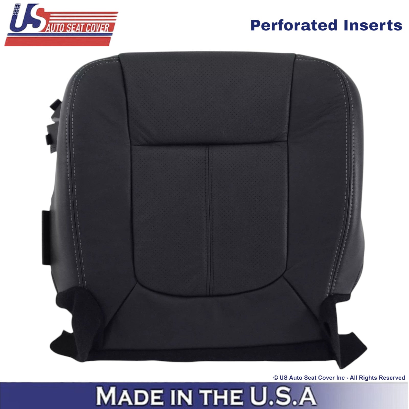 2011-2016 For Ford F-250 Lariat Genuine Leather Driver Bottom Seat Cover Black