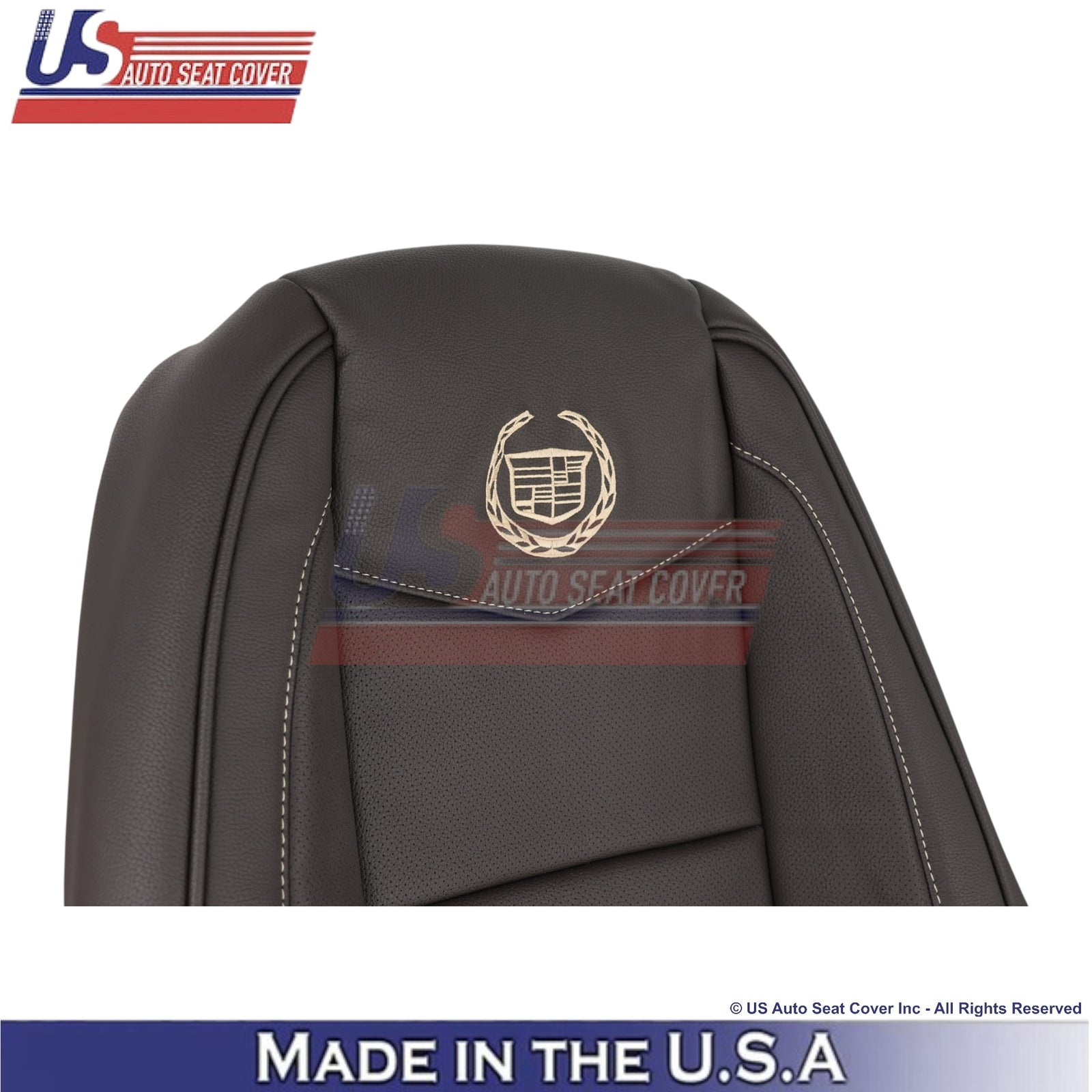 2007-2014 For Cadillac Escalade Platinum Leatherette Front Top Seat Covers Brown