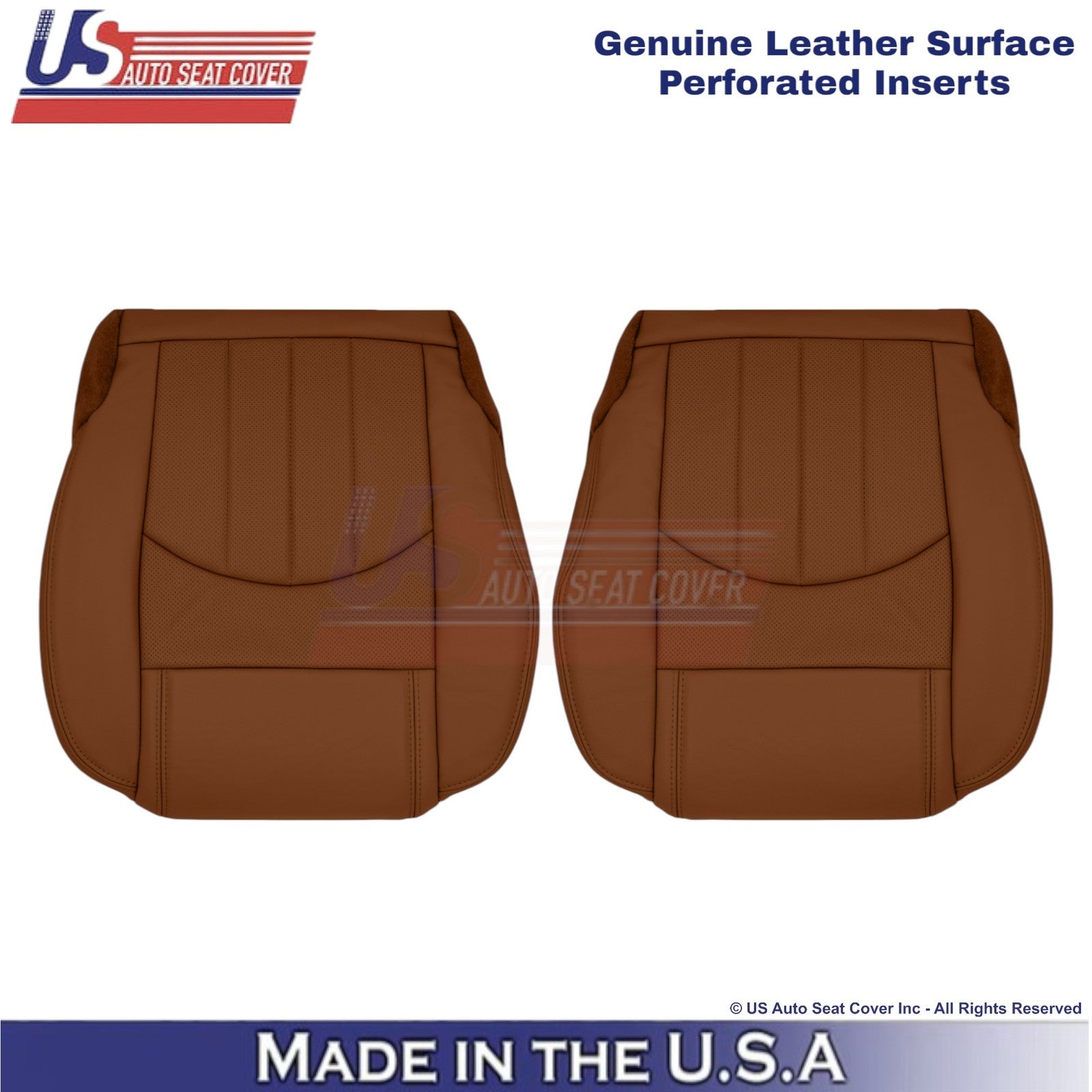 2015-2017 Fits Chevy Traverse Genuine Leather Perf. Front Seat Covers Saddle Up