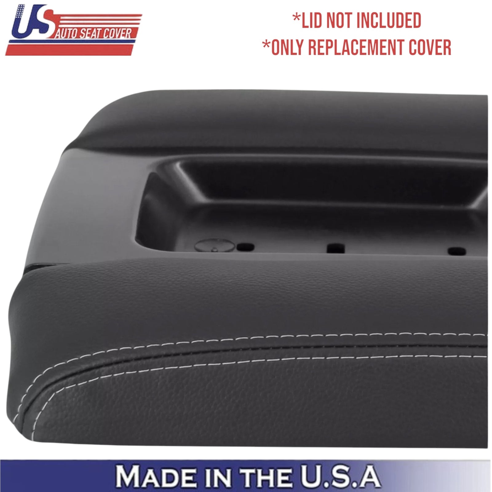 2014-2019 For Chevrolet Silverado Leatherette Center Console Lid Cover Jet Black