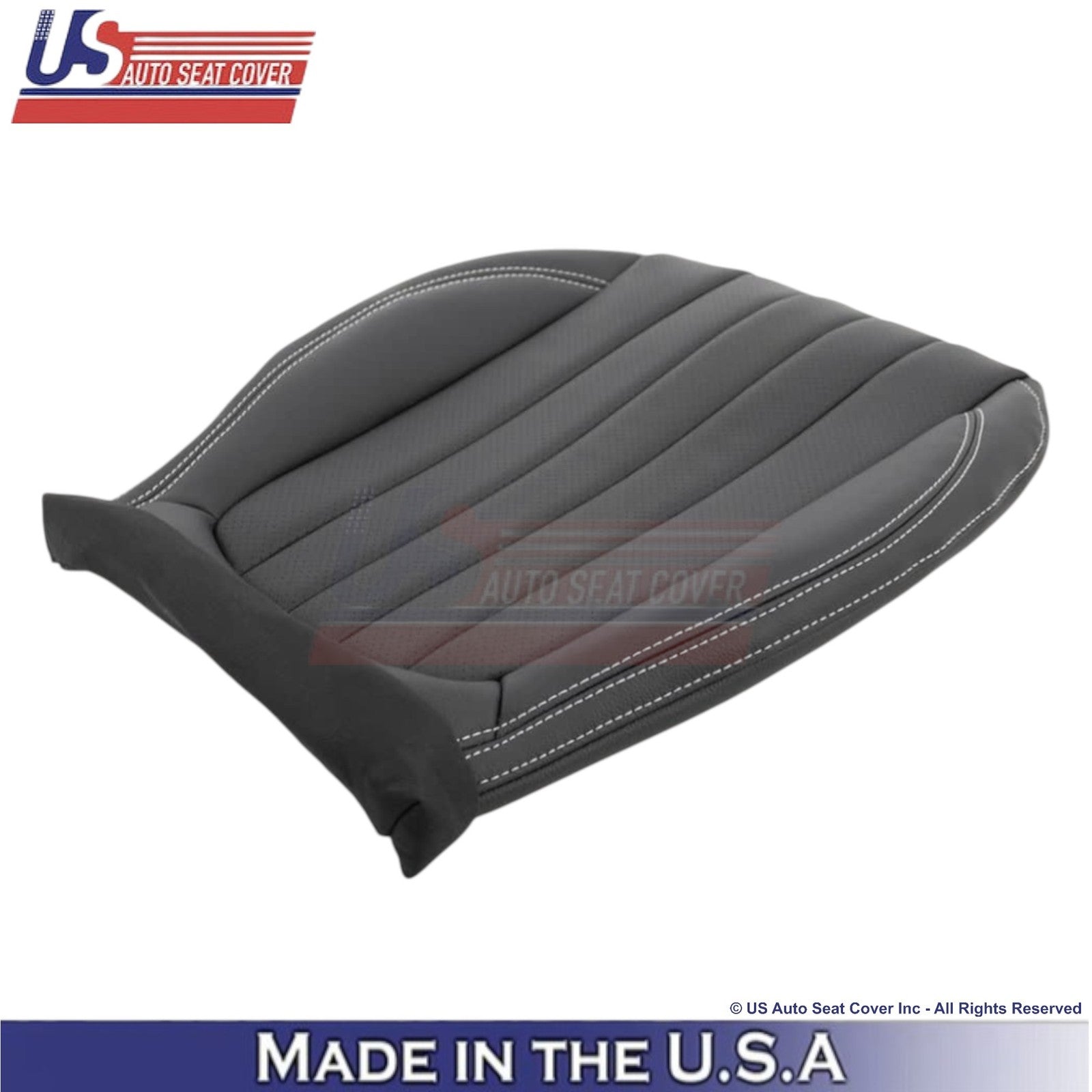 2017-2023 For Mercedes Benz E-Class Leather Driver Covers Black w/ White Stitch