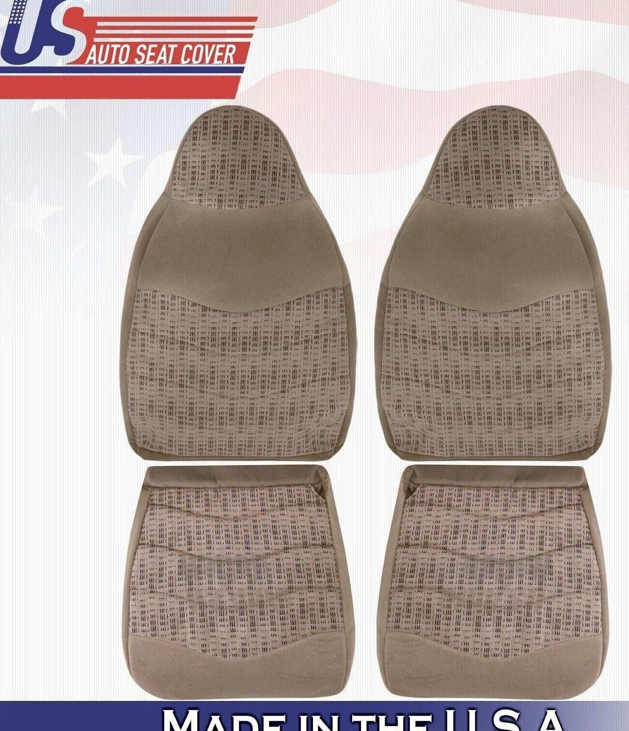 2000 For Ford F250 F350 F450 F550 XLT 2x Top & 2x Bottom Cloth Seat Covers Tan