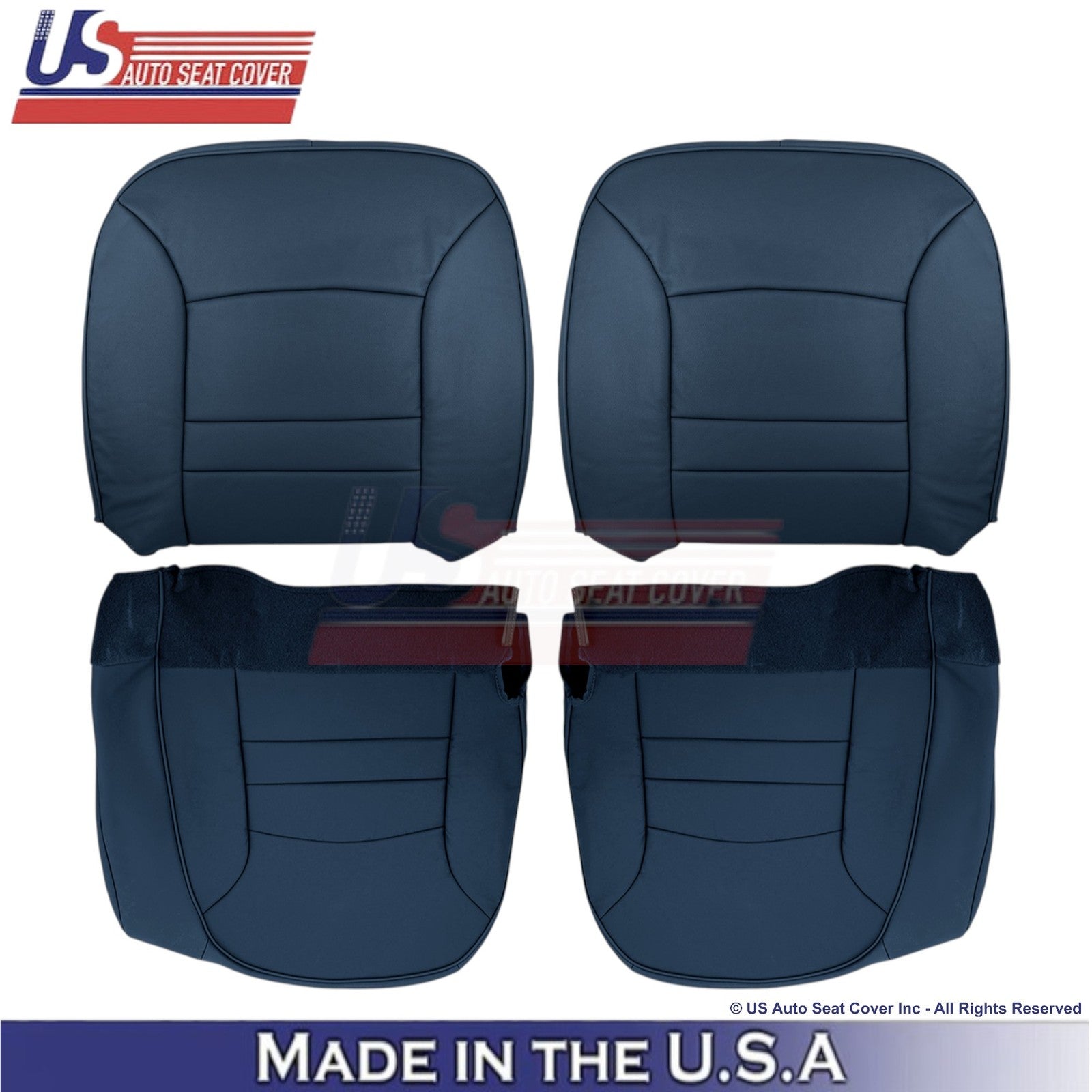 1998-2002 For Ford Crown Victoria Leatherette Front Seat Covers Dark Denim Blue