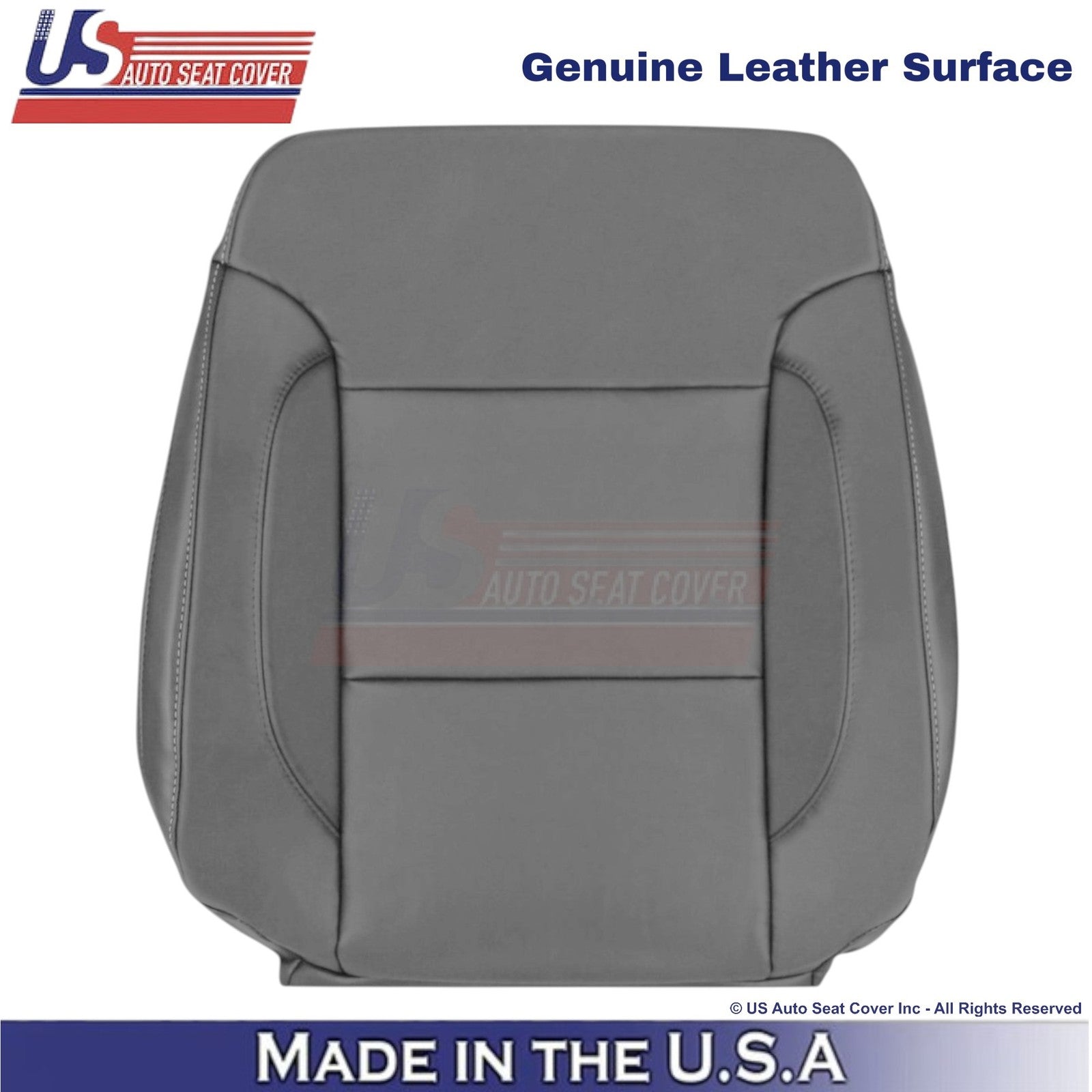 2014-2019 For Chevy Silverado 1500 LT Genuine Leather Driver Top Seat Cover Gray