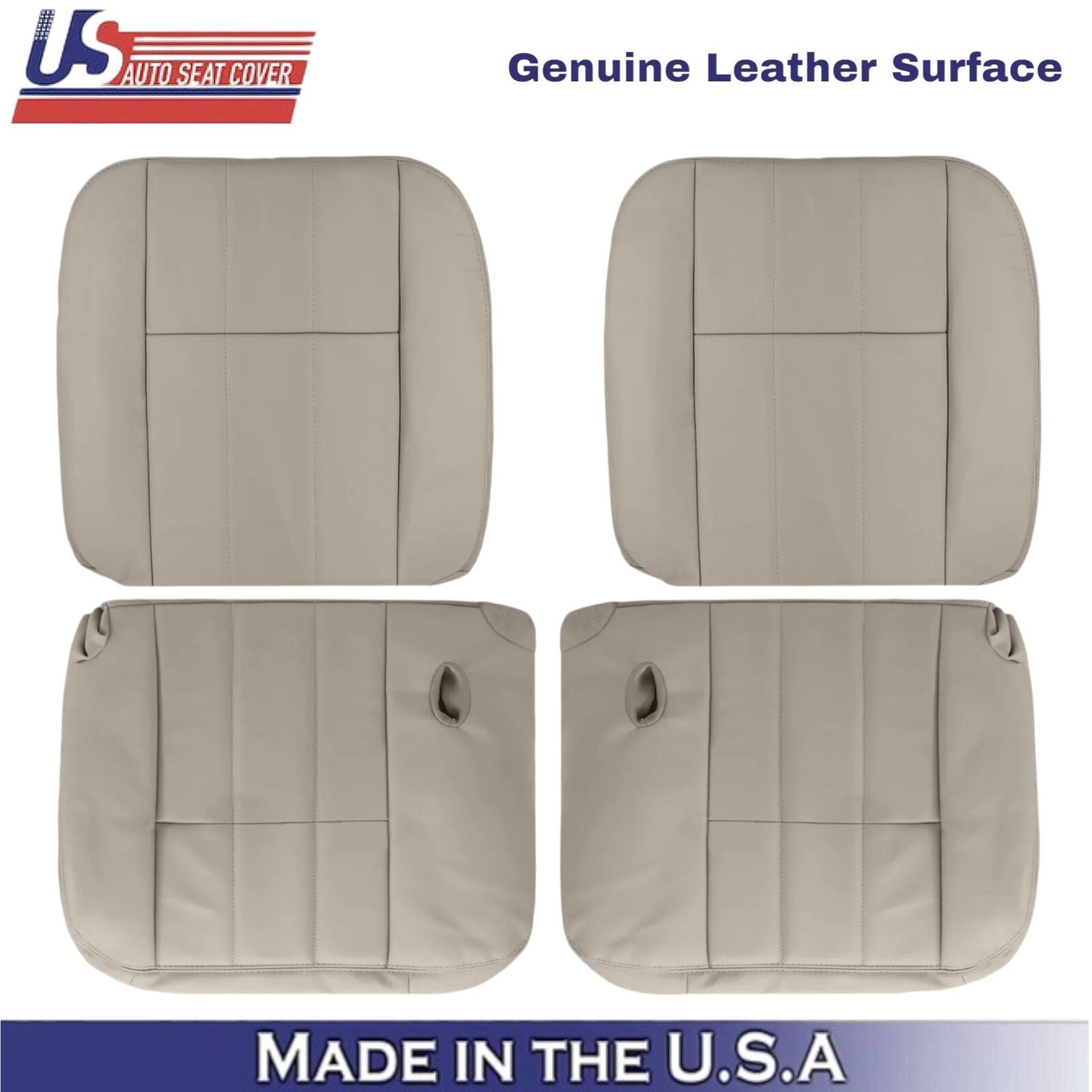 2003-2005 For Mercury Grand Marquis Genuine Leather Front Seat Covers Parchment