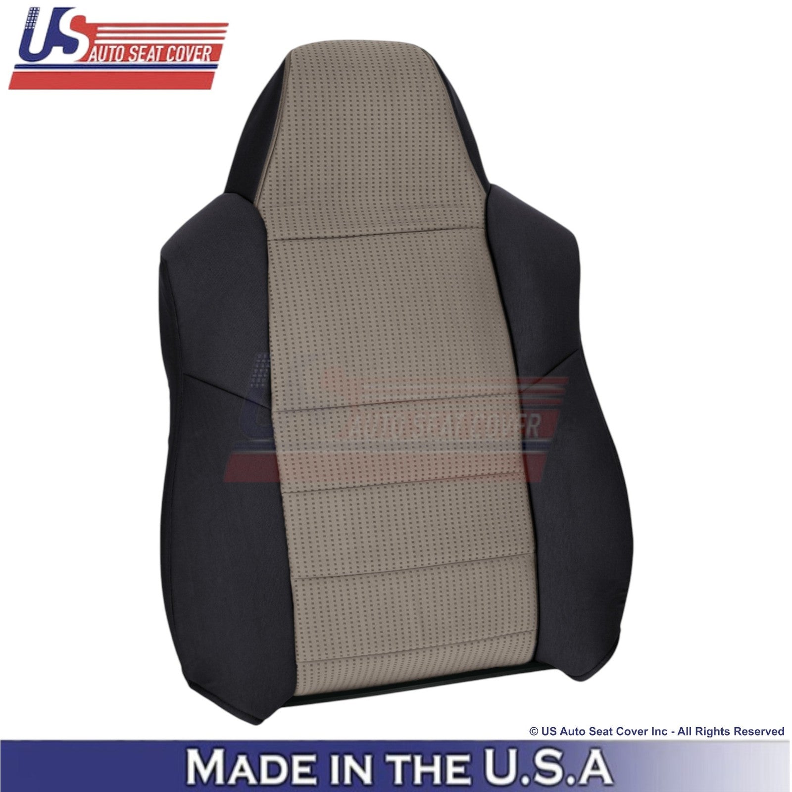 2008-2010 Fits Ford F-250 XLT Cloth Front Top Seat Covers 2-Tone Black & Gray
