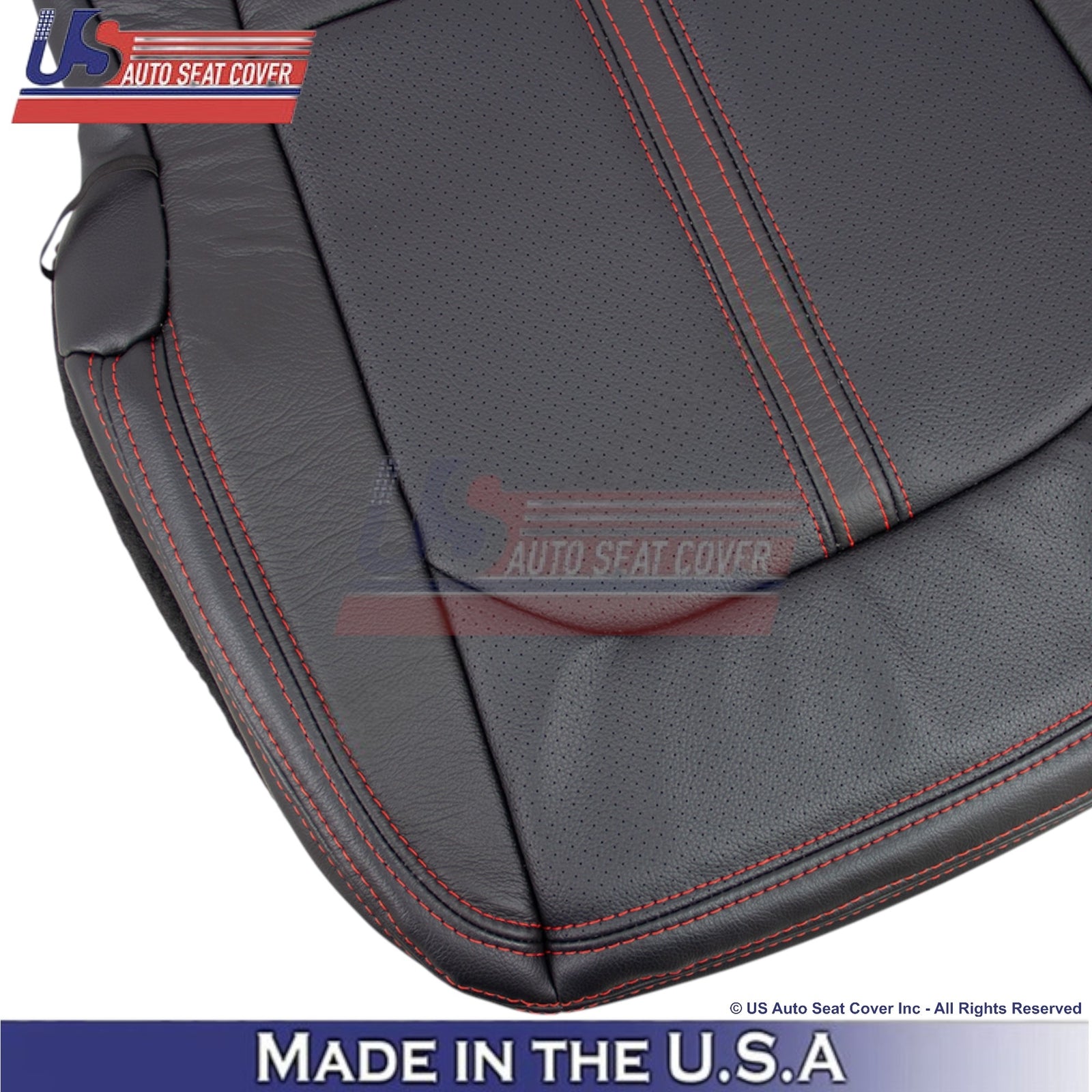 2018-2021 For Ford Expedition Leather Passenger Bottom Cover Ebony-Red Stitching