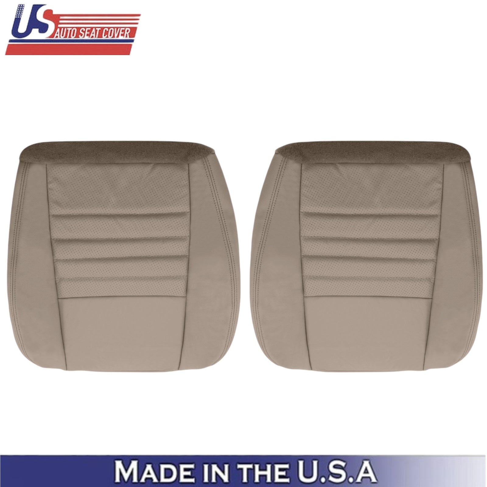 1999-2004 For Ford Mustang GT Leather Front Bottom Seat Covers Medium Parchment