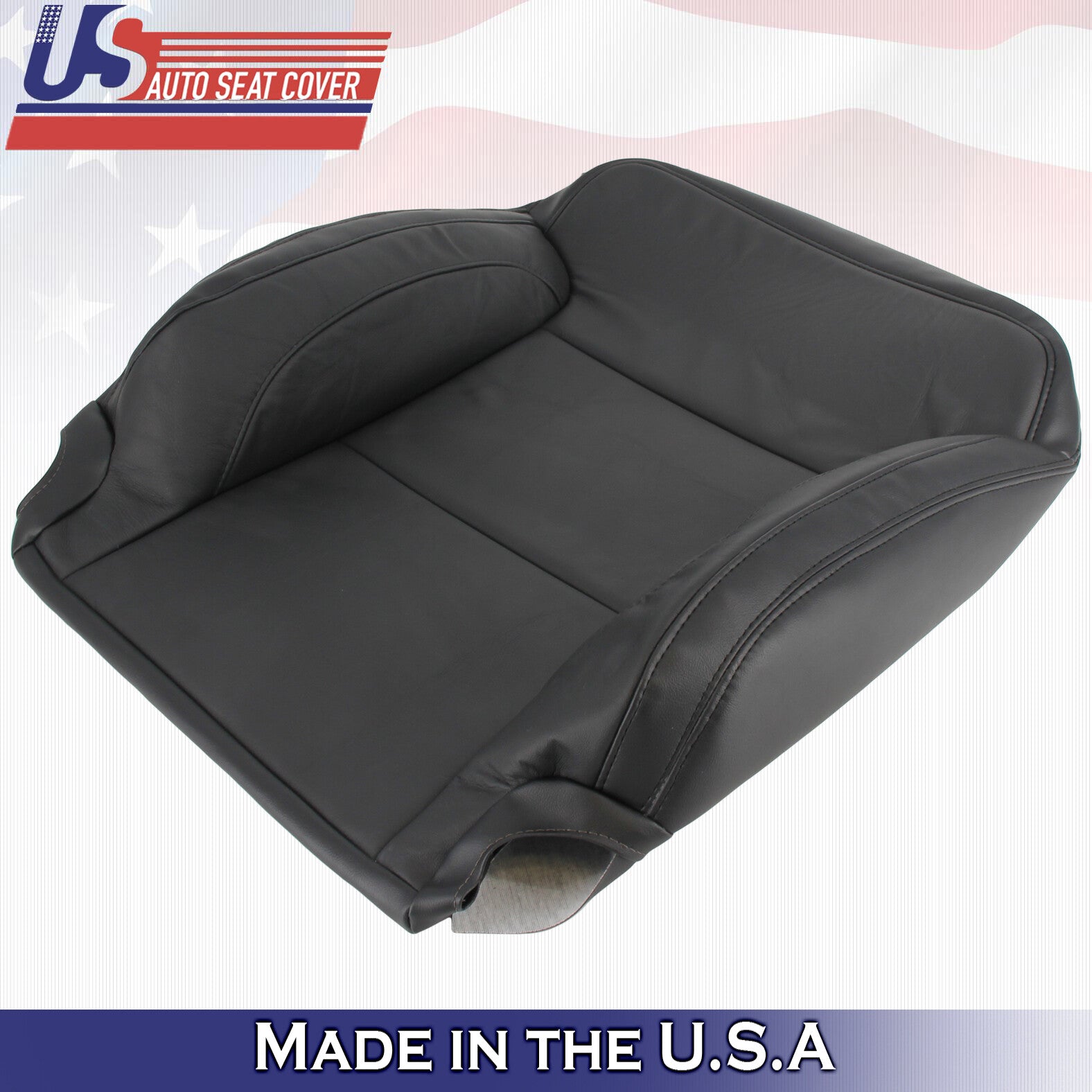 2018 2019 For Chevy Tahoe Driver Top & Bottom Leather Seat Covers Black