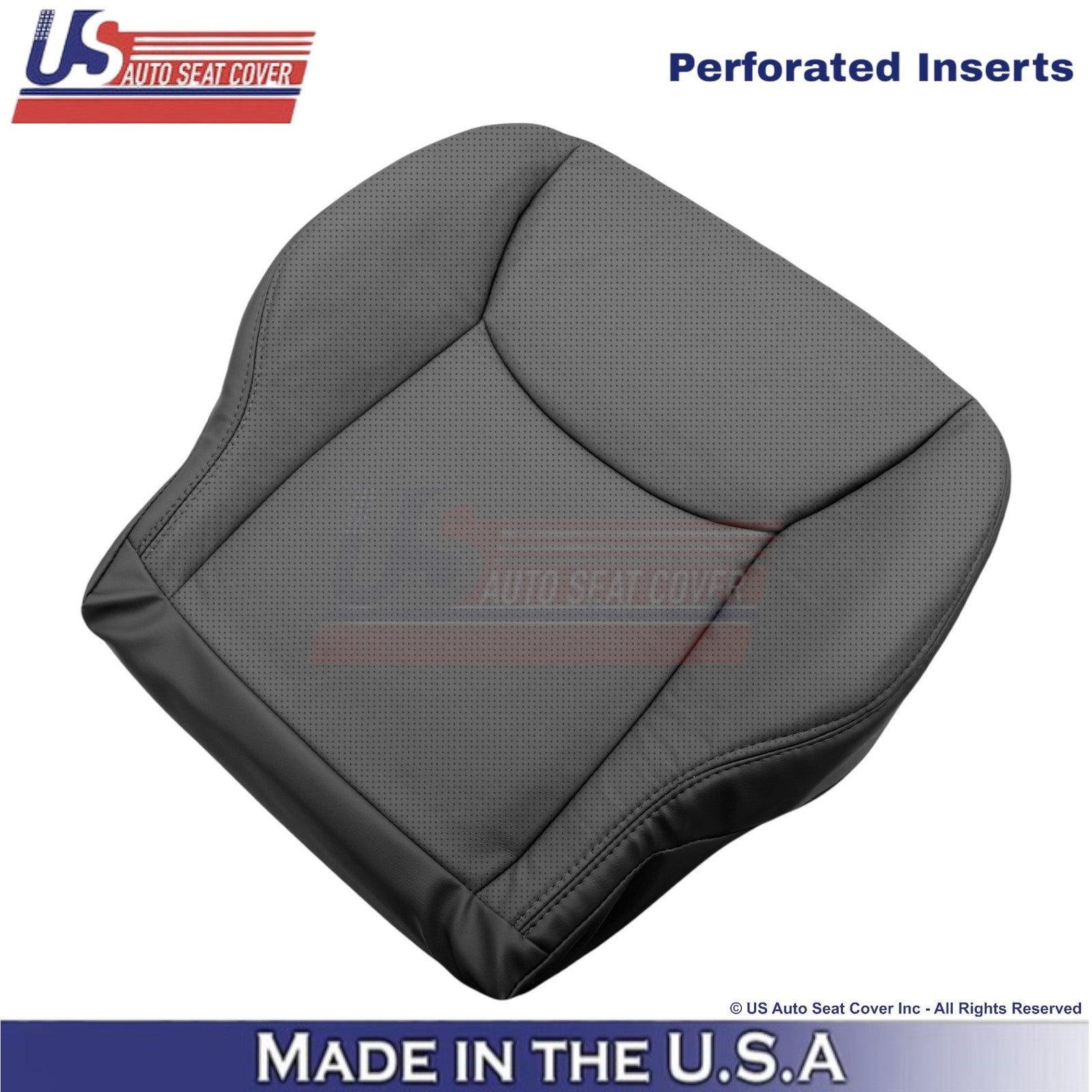 2000-2006 For Mercedes-Benz S Leatherette Perf Driver Bottom Seat Cover Charcoal