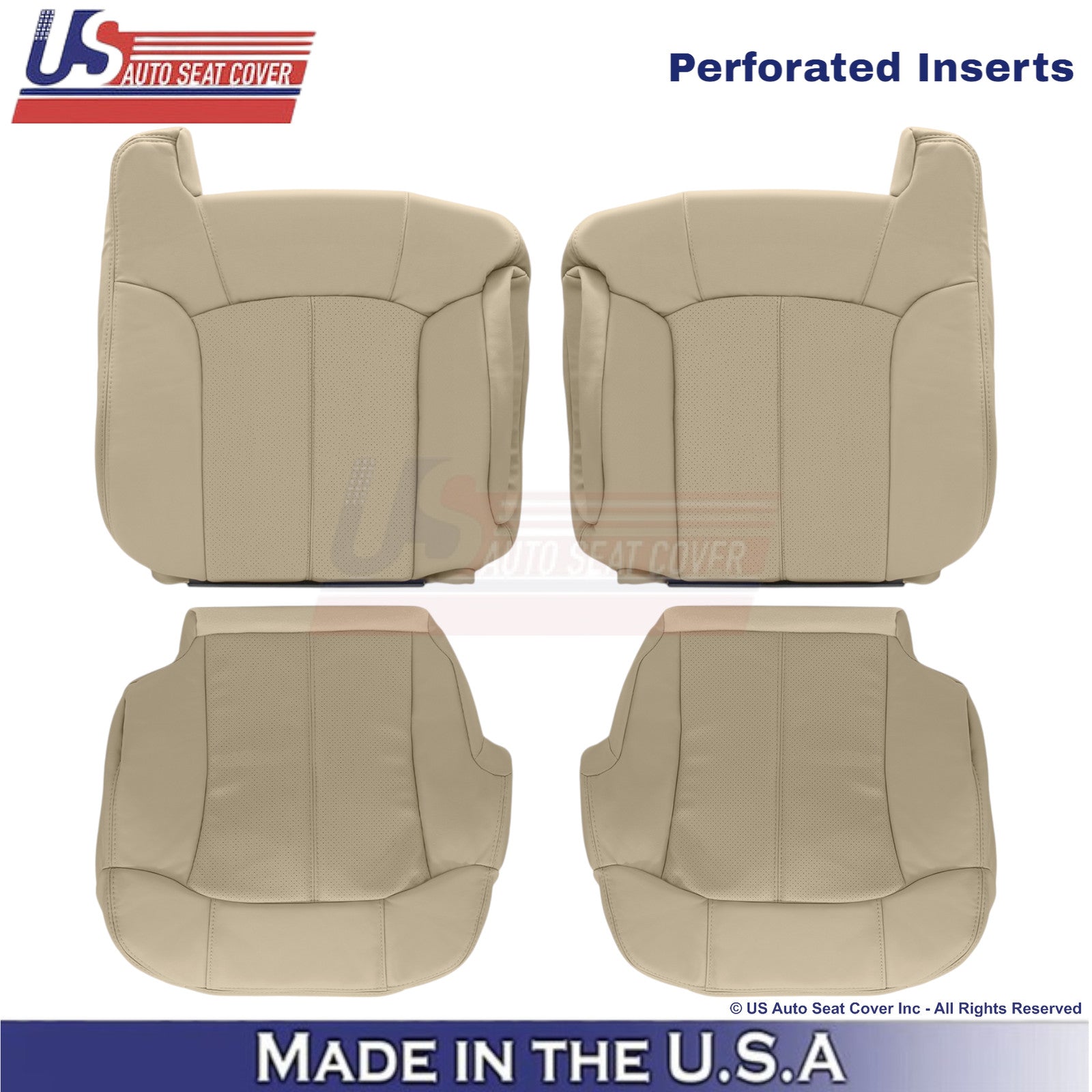 2002 For Cadillac Escalade Leatherette Front Seat Covers Shale Light Neutral Tan