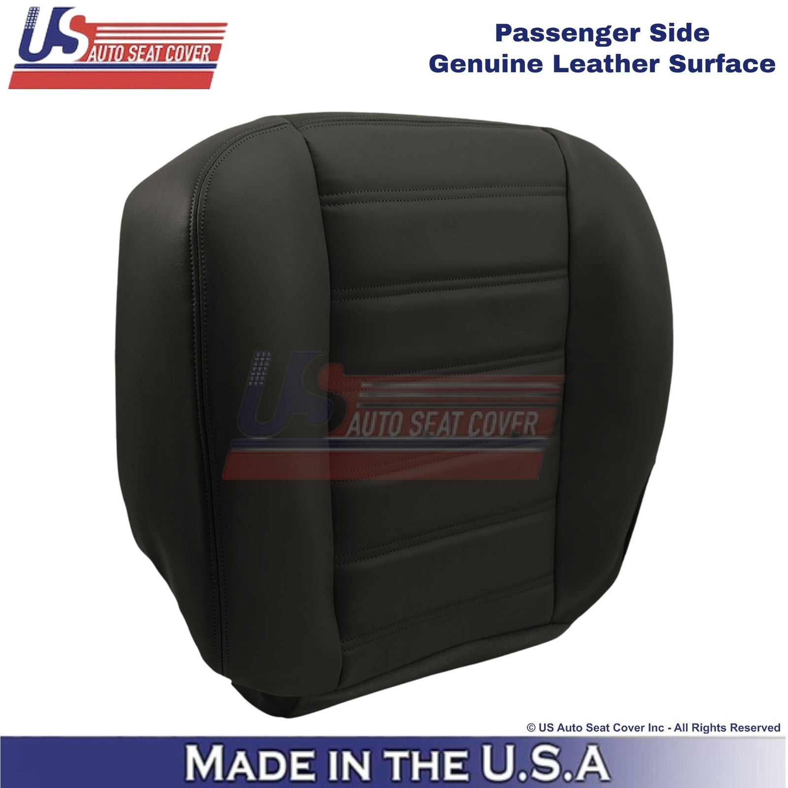 2003-2007 For Hummer H2 Genuine Leather passenger Bottom Seat Cover Ebony Black