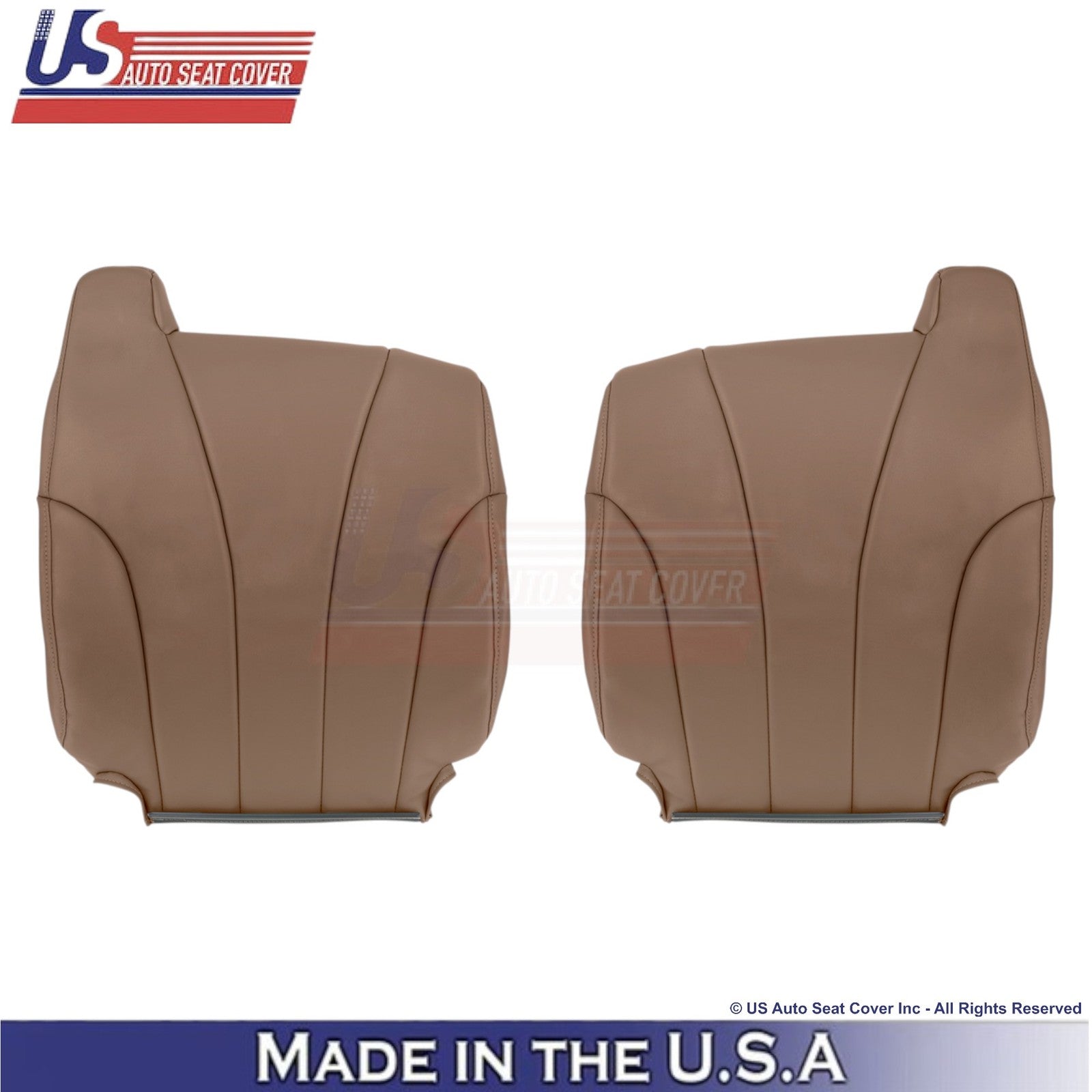 1999-2000 For Chevy Silverado W/T Leatherette Front Top Covers Medium Dark Oak