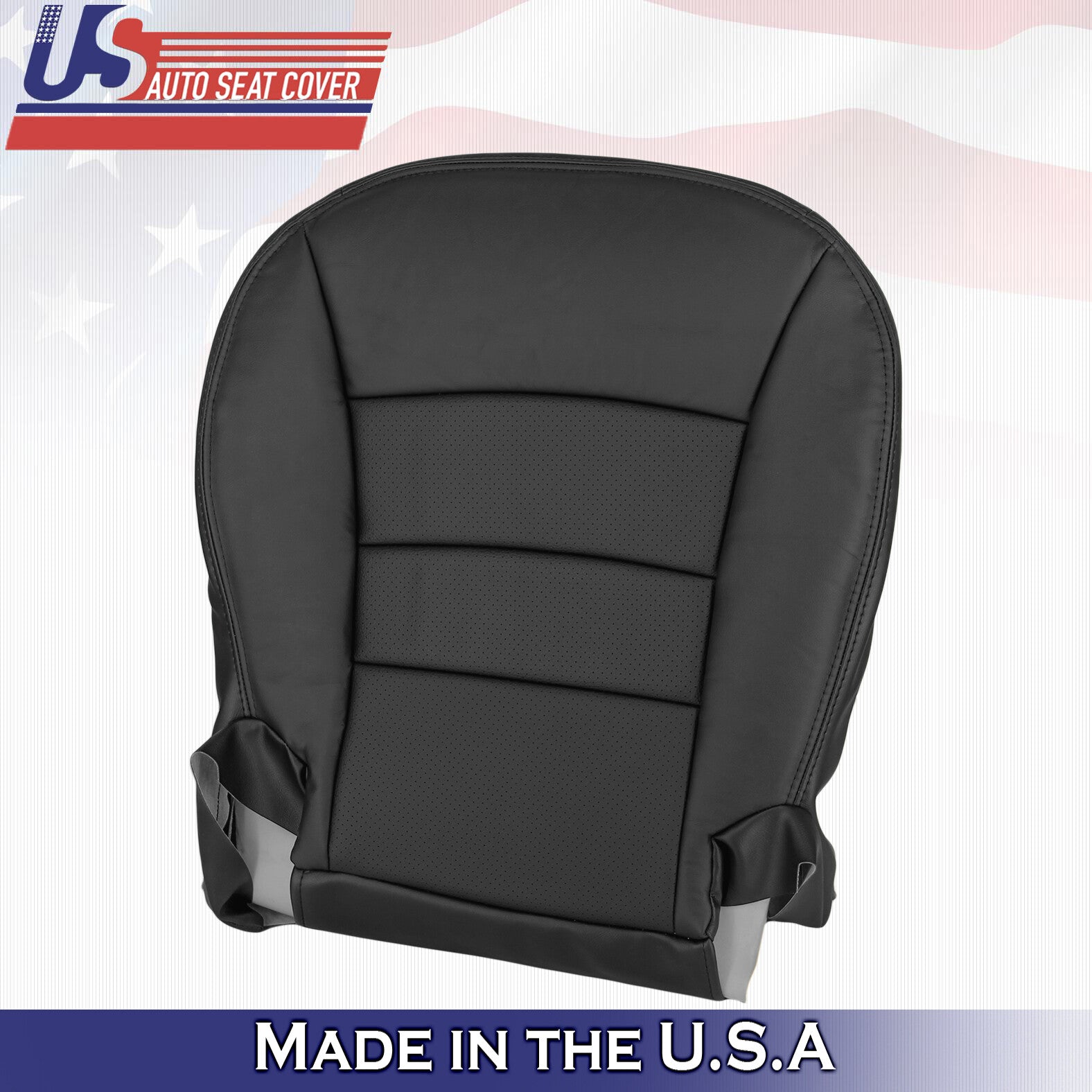 2005 to 2013 For Chevy Corvette C6 Driver Top &Bottom Leather Seat Covers Black