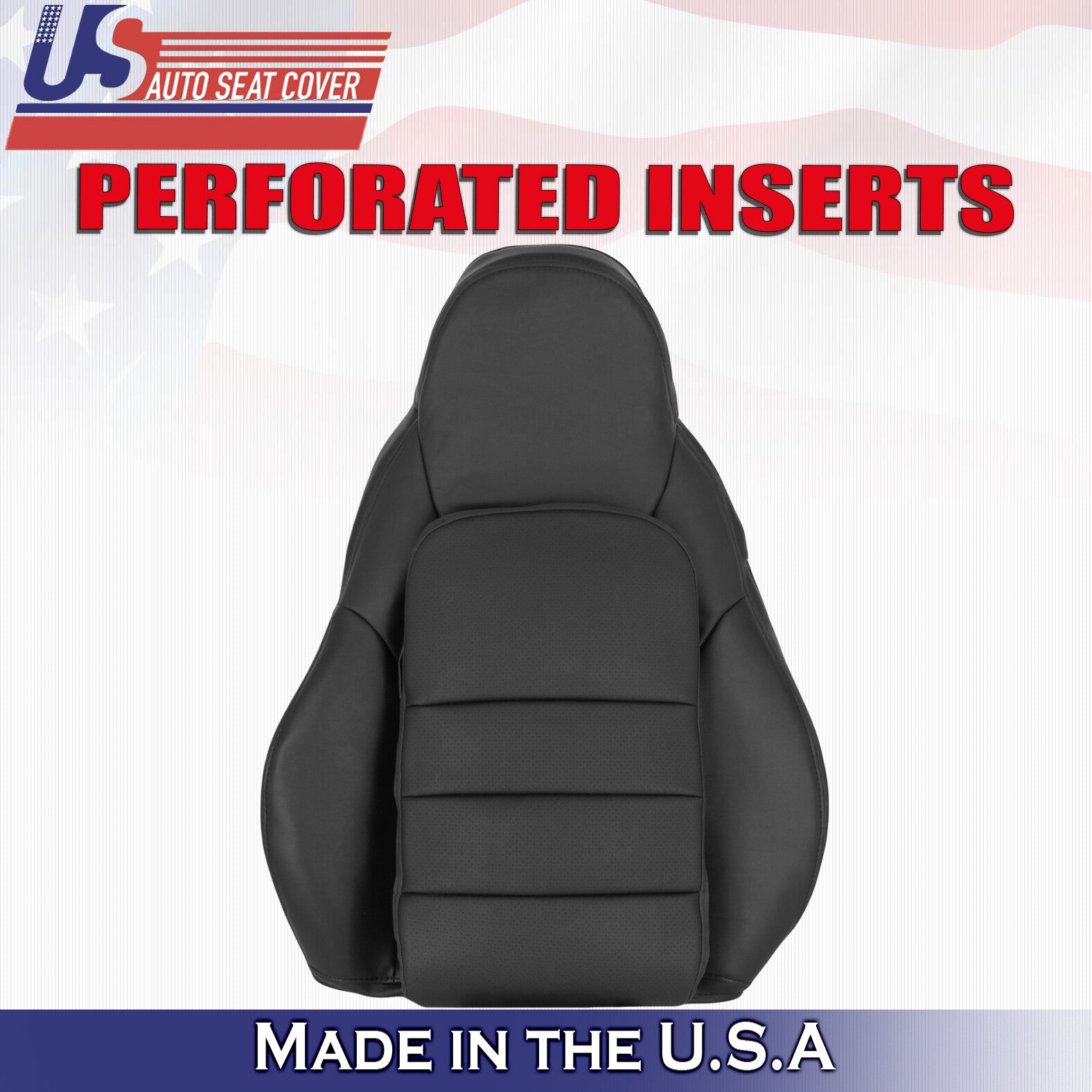 2005 to 2013 For Chevy Corvette C6 Driver Top &Bottom Leather Seat Covers Black