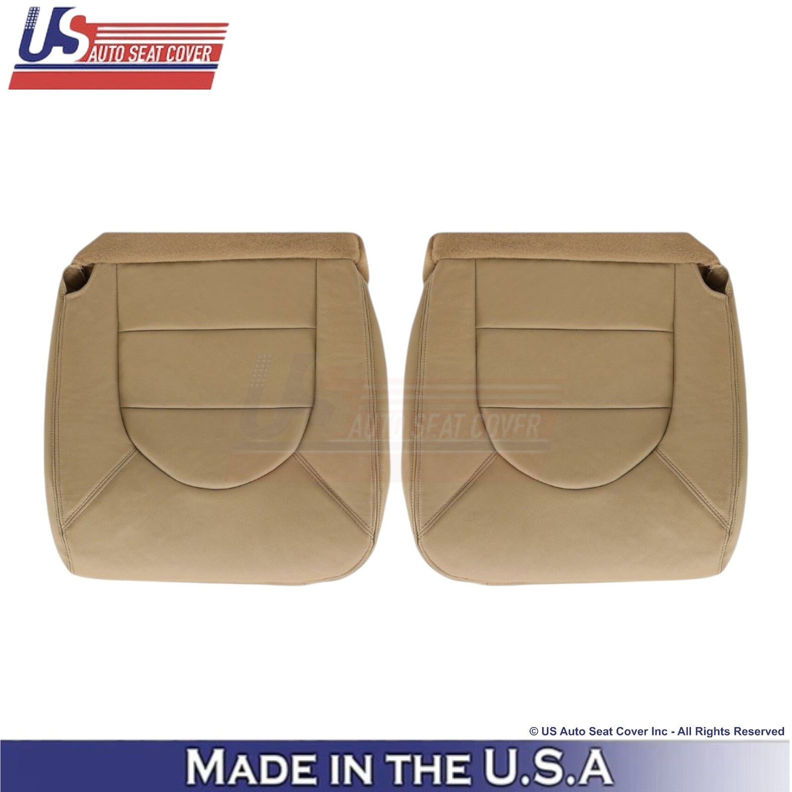 1998-2000 For Ford F250 Lariat Leatherette Front Bottom Seat Covers Prairie Tan