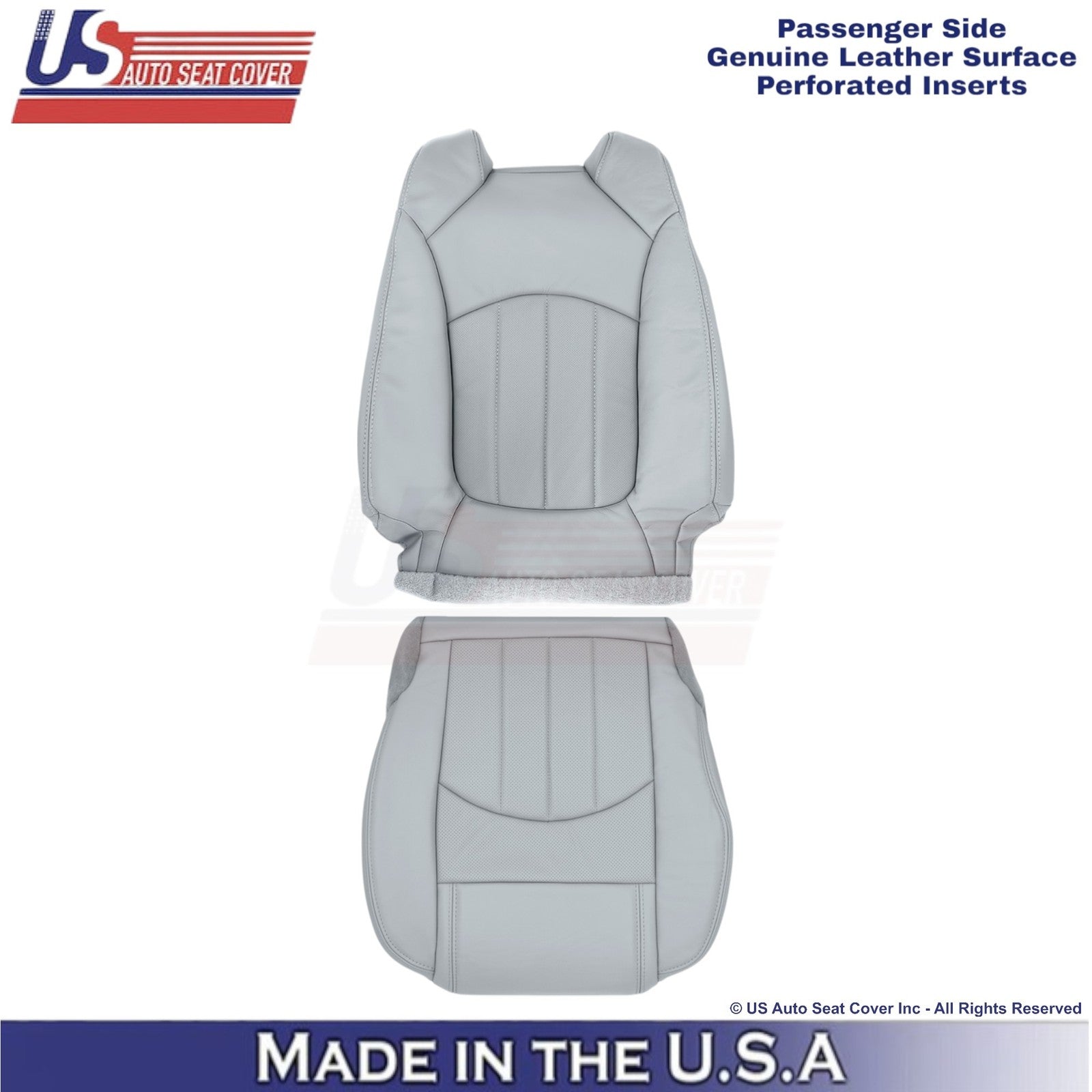 2013-2017 Fits Chevy Traverse Genuine Leather Perf. Front Covers Light Titanium