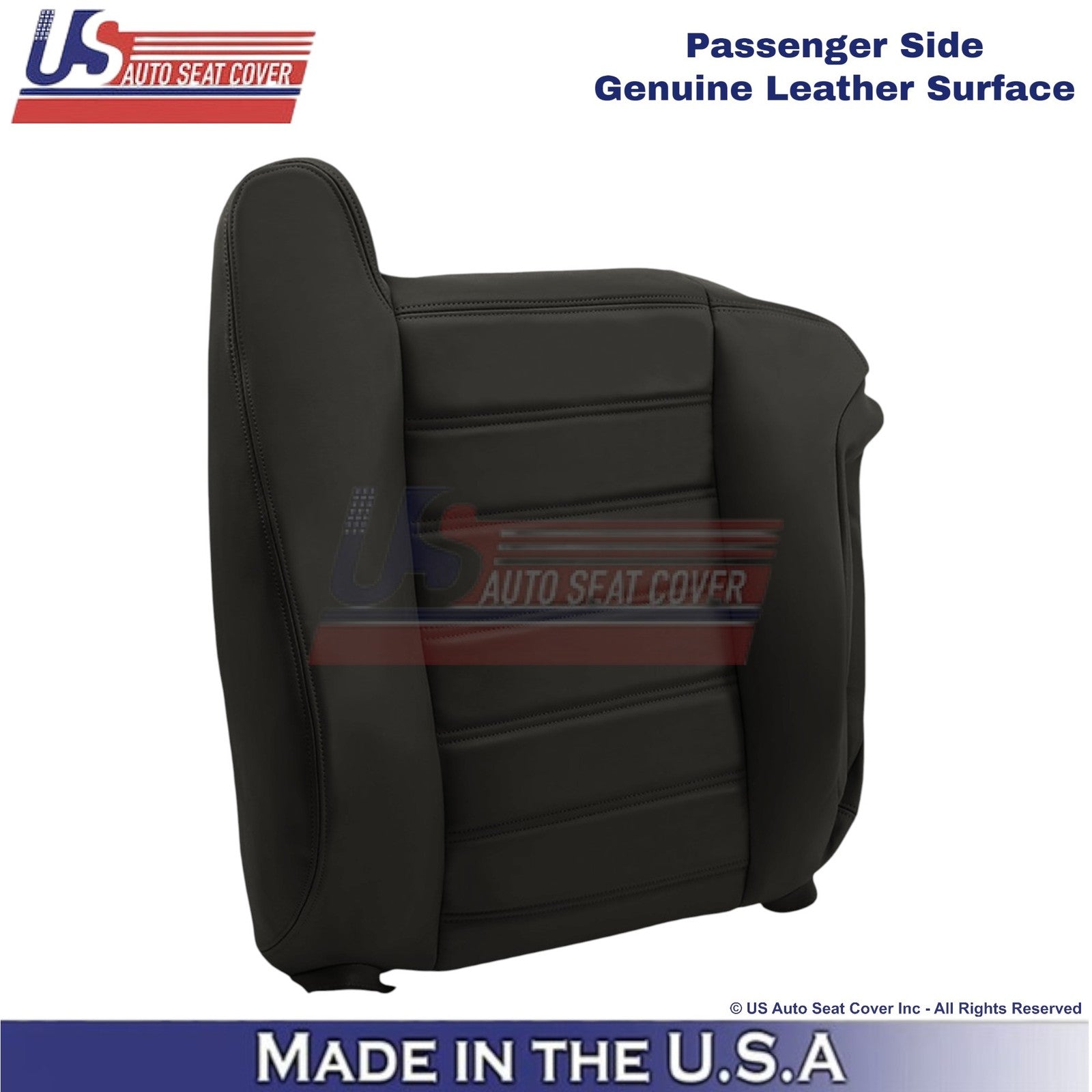 2003-2007 For Hummer H2 Genuine Leather Passenger Top Seat Cover Ebony Black