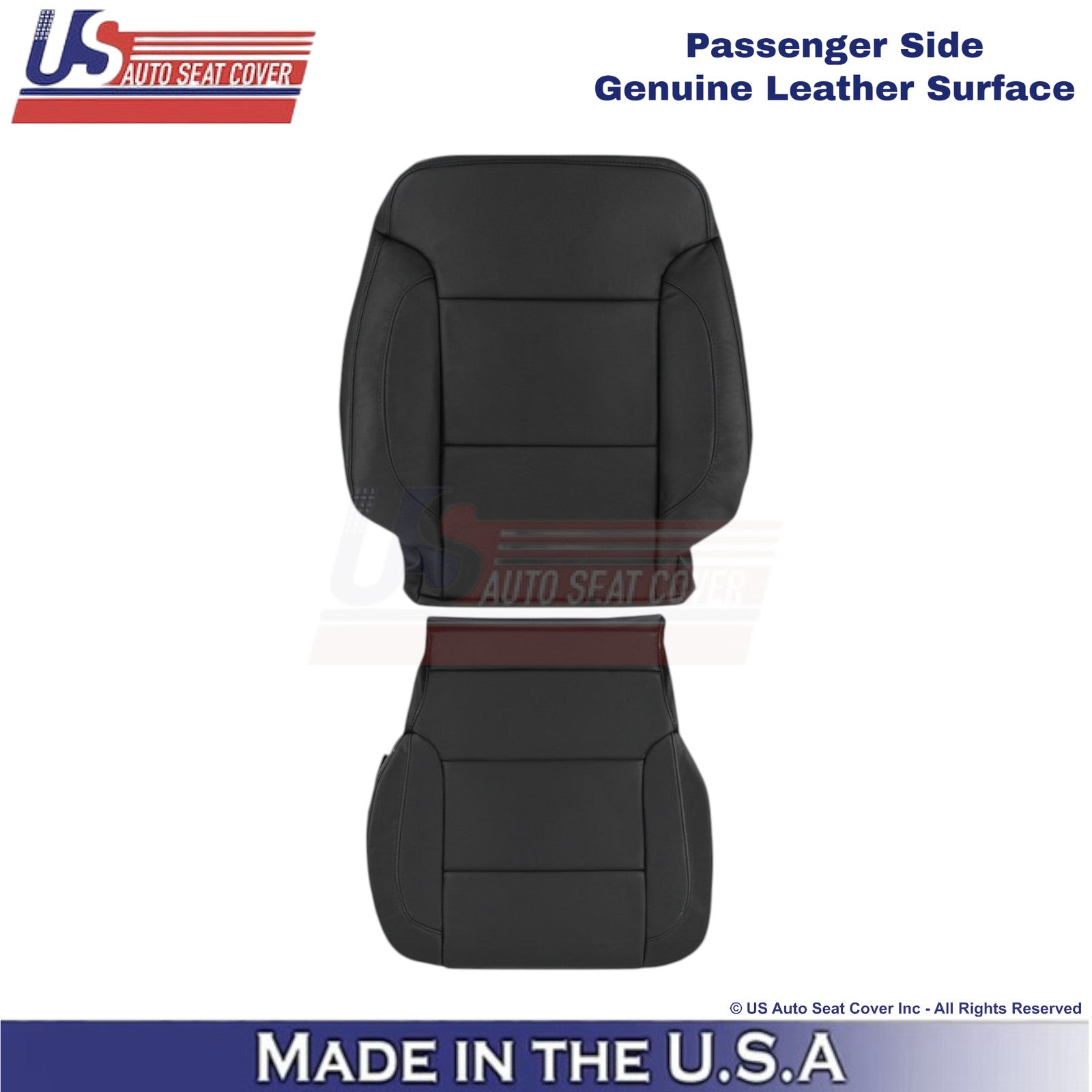 2015-2020 Fits Chevy Tahoe Genuine Leather Front Passenger Side Covers Jet Black