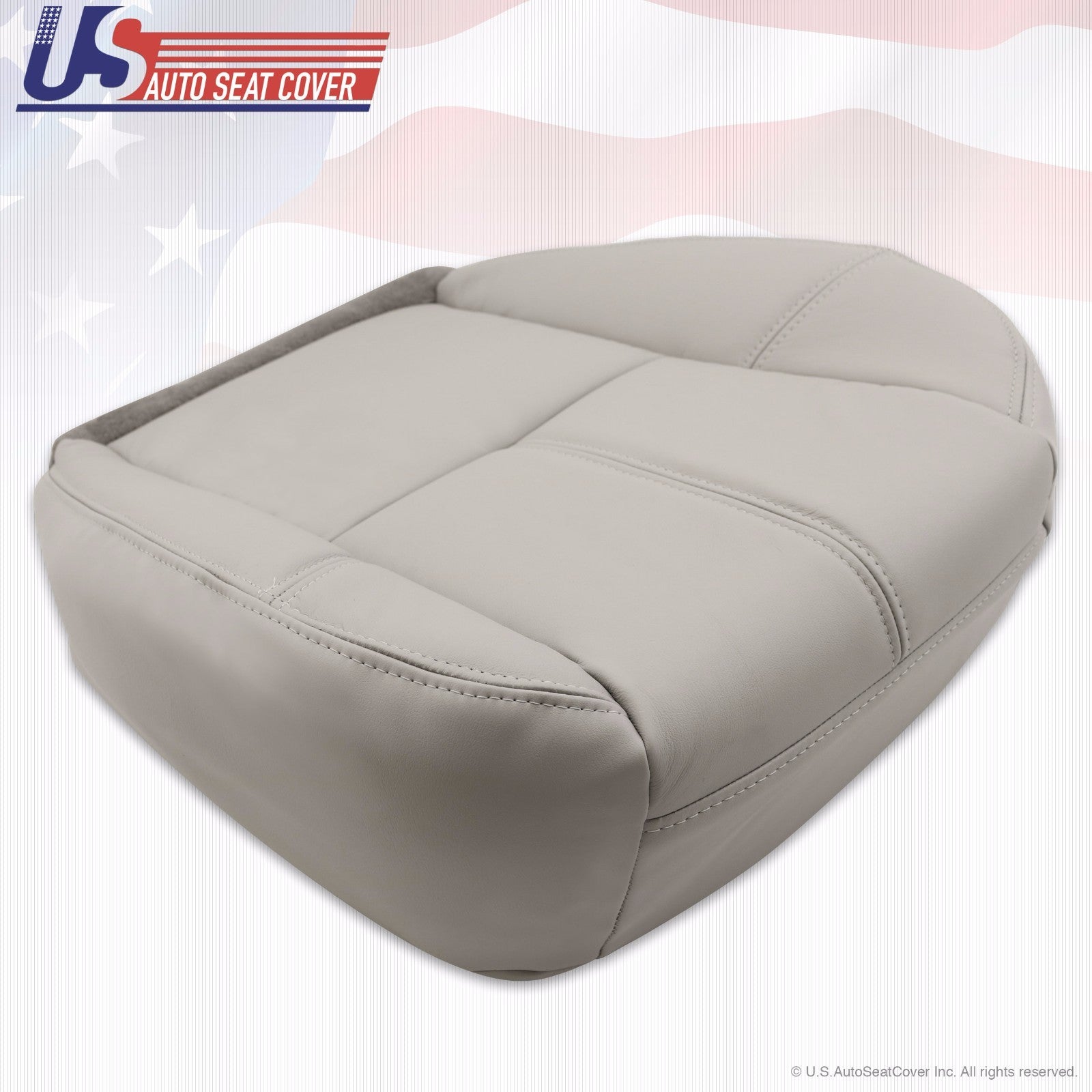 2007 - 2012 GMC Yukon Passenger Side Bottom Leather Seat Cover Light Gray