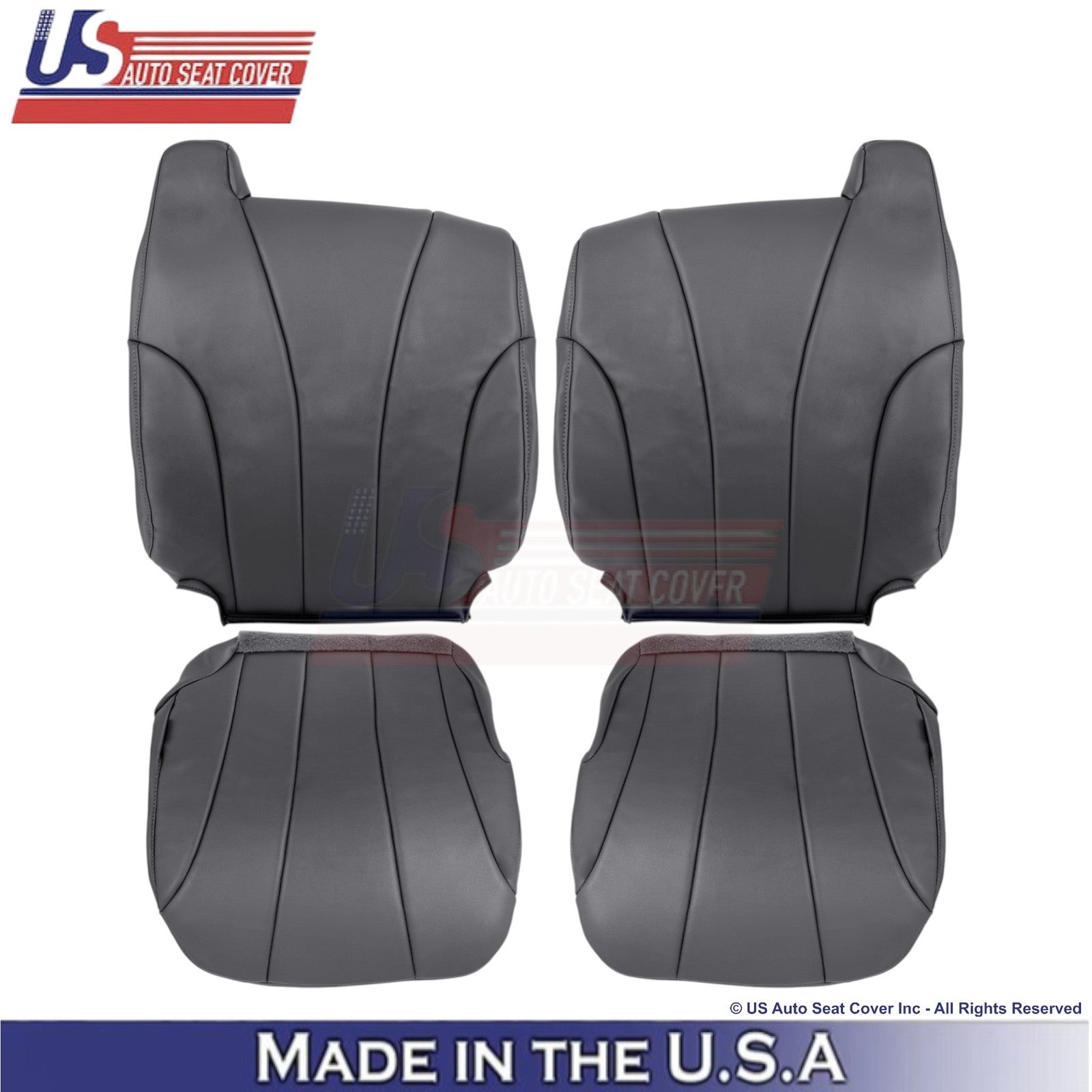 1999-2002 For Chevy Silverado W/T Leatherette Front Seat Covers Dark Graphite
