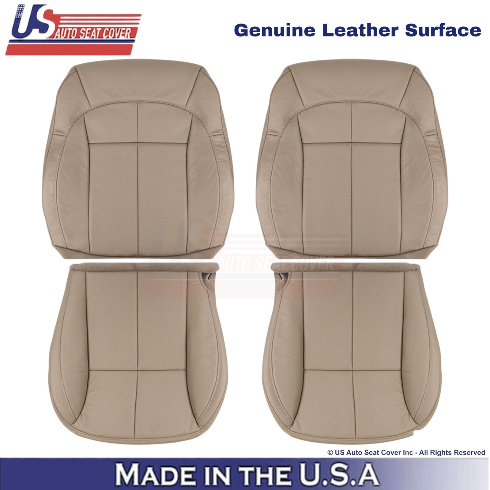 2001-2004 For Jeep Grand Cherokee Genuine Leather Front Covers Sandstone Beige