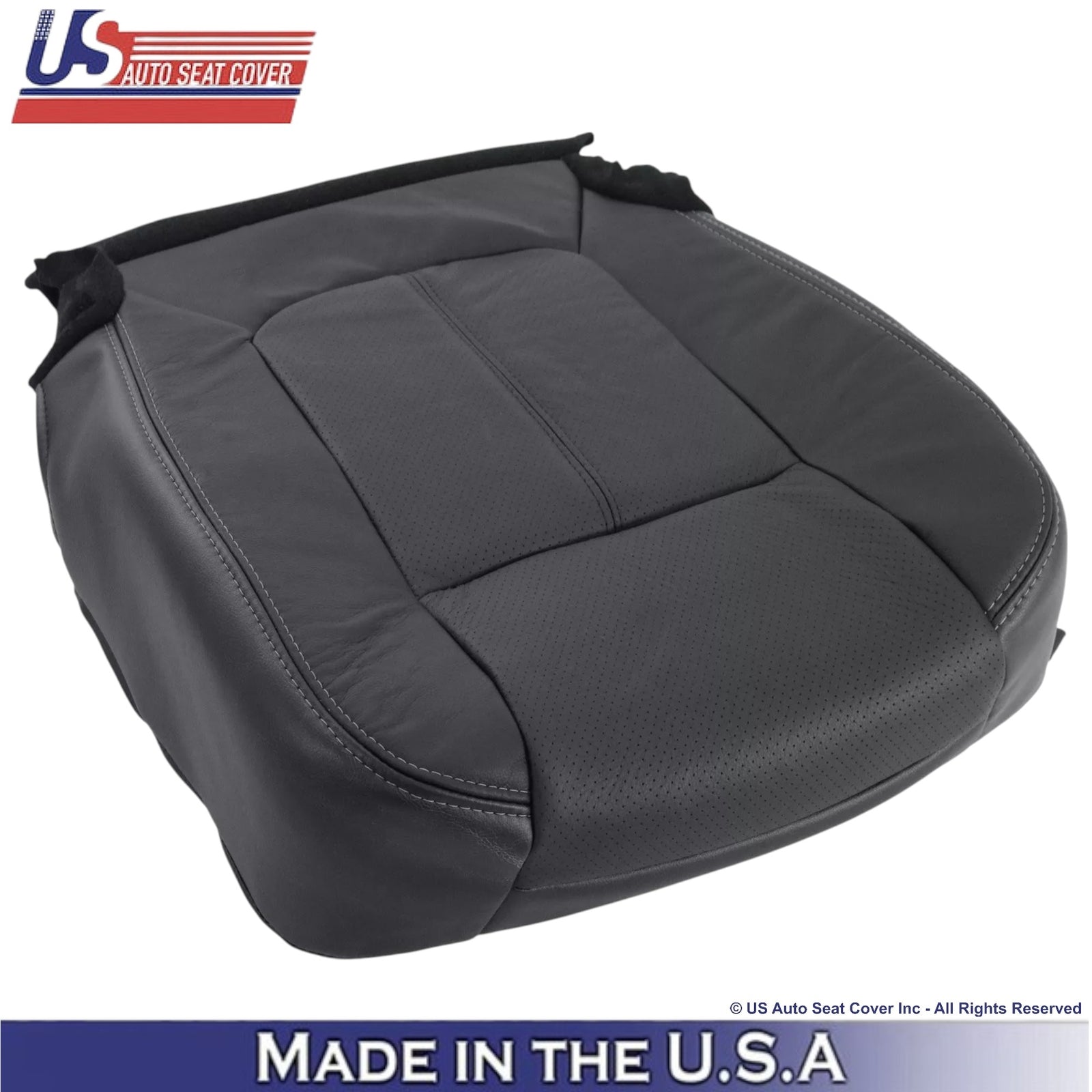 2011-2016 For Ford F-250 Lariat Genuine Leather Driver Bottom Seat Cover Black