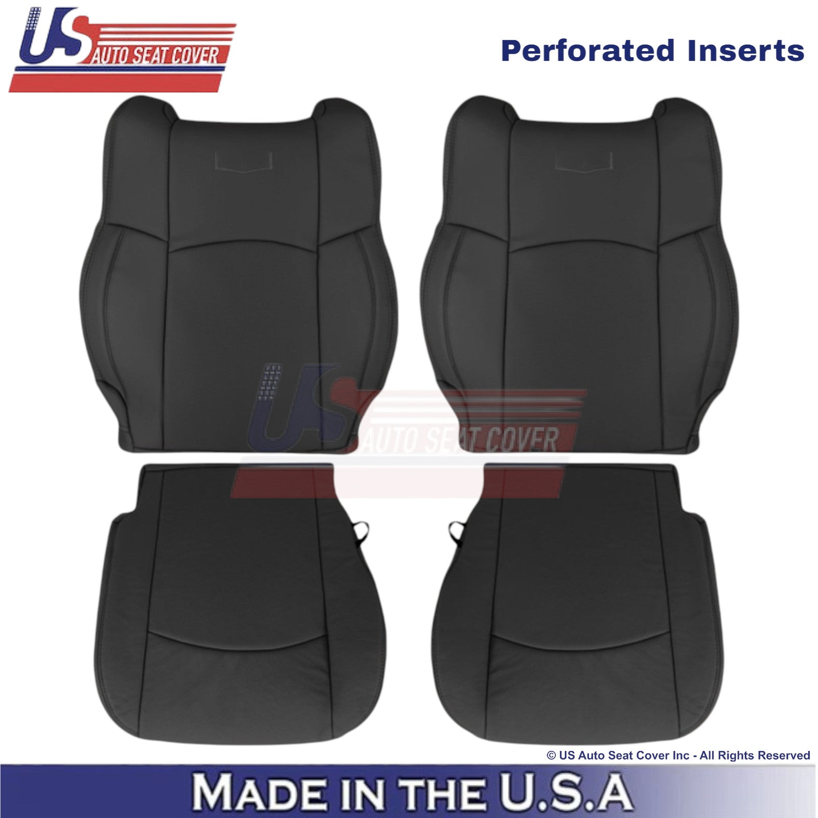 2013-2018 For Dodge Ram 2500 Genuine Leather Front Covers Black-White Stitching