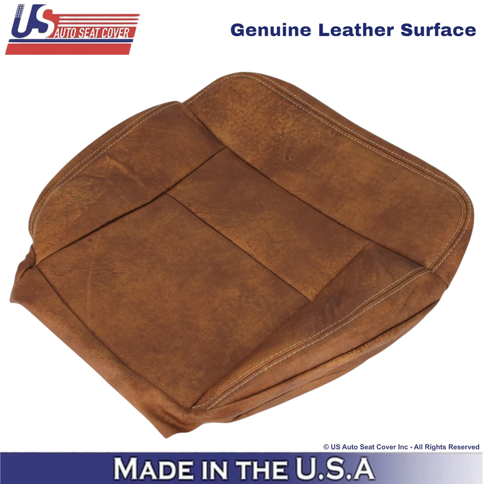 2004-2008 Fits Ford F-150 King Ranch Leather Driver Bottom Seat Cover Brown