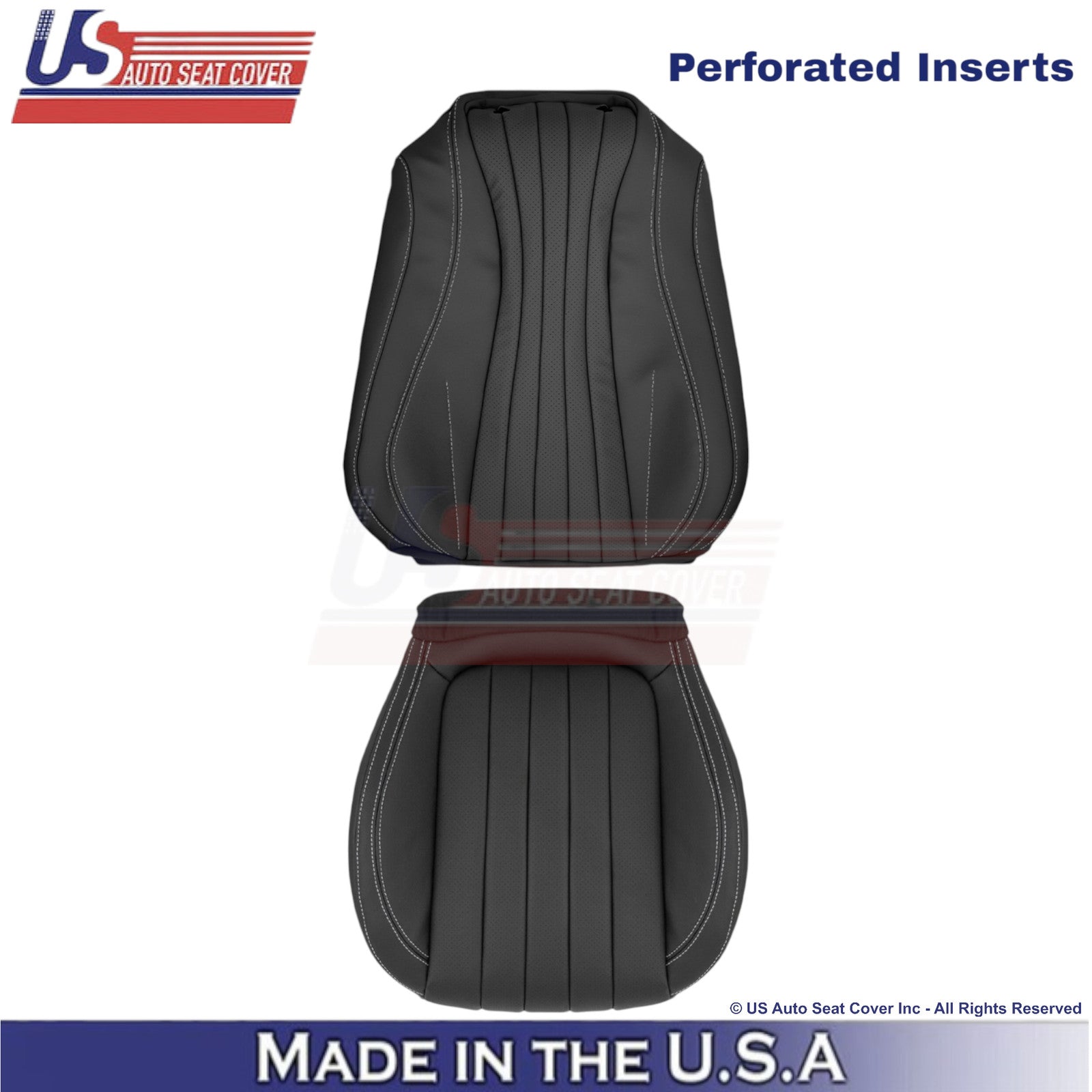 2017-2023 For Mercedes Benz E-Class Leather Driver Covers Black w/ White Stitch