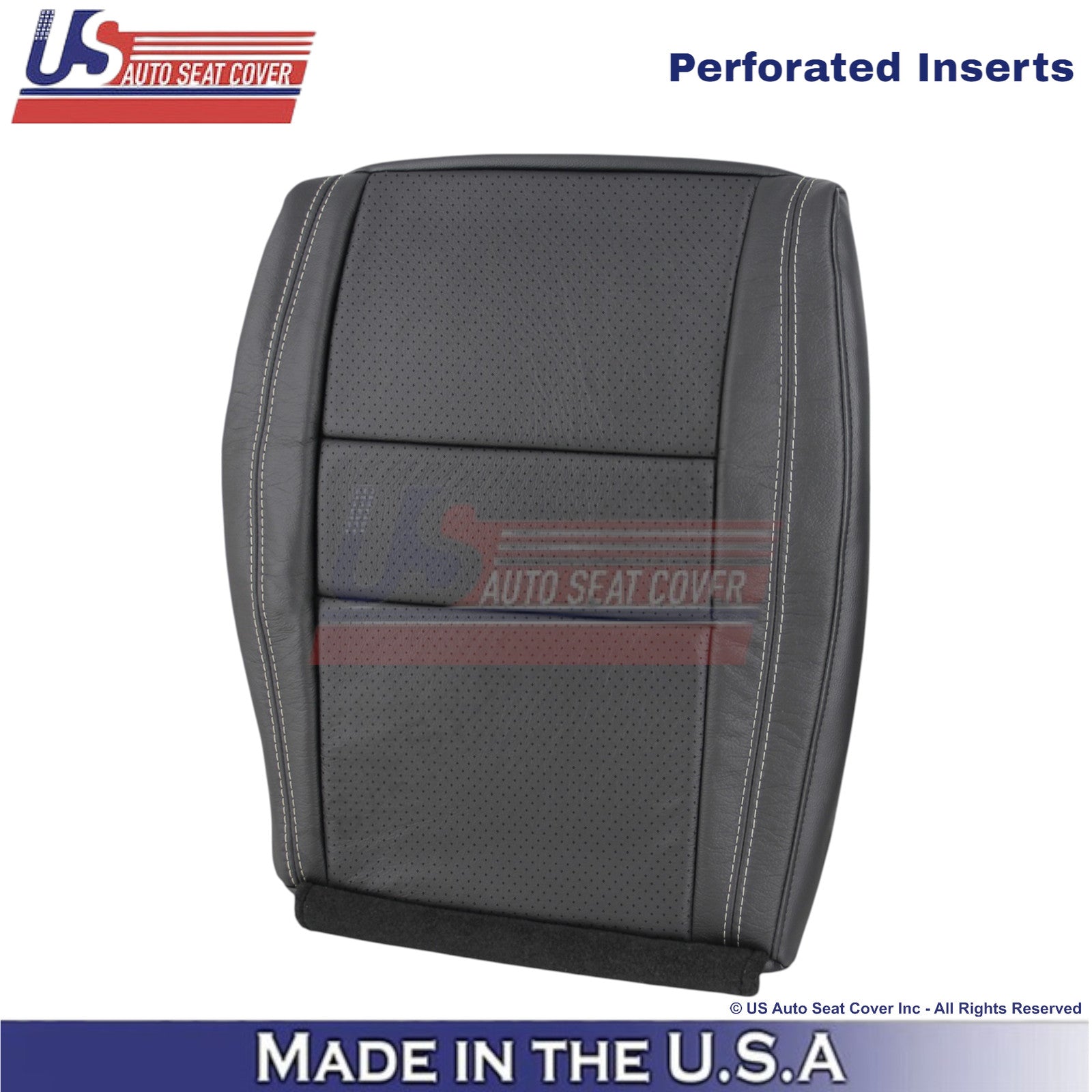2011-2025 For Dodge Durango Genuine Leather Front Covers Black w/ White Stitch