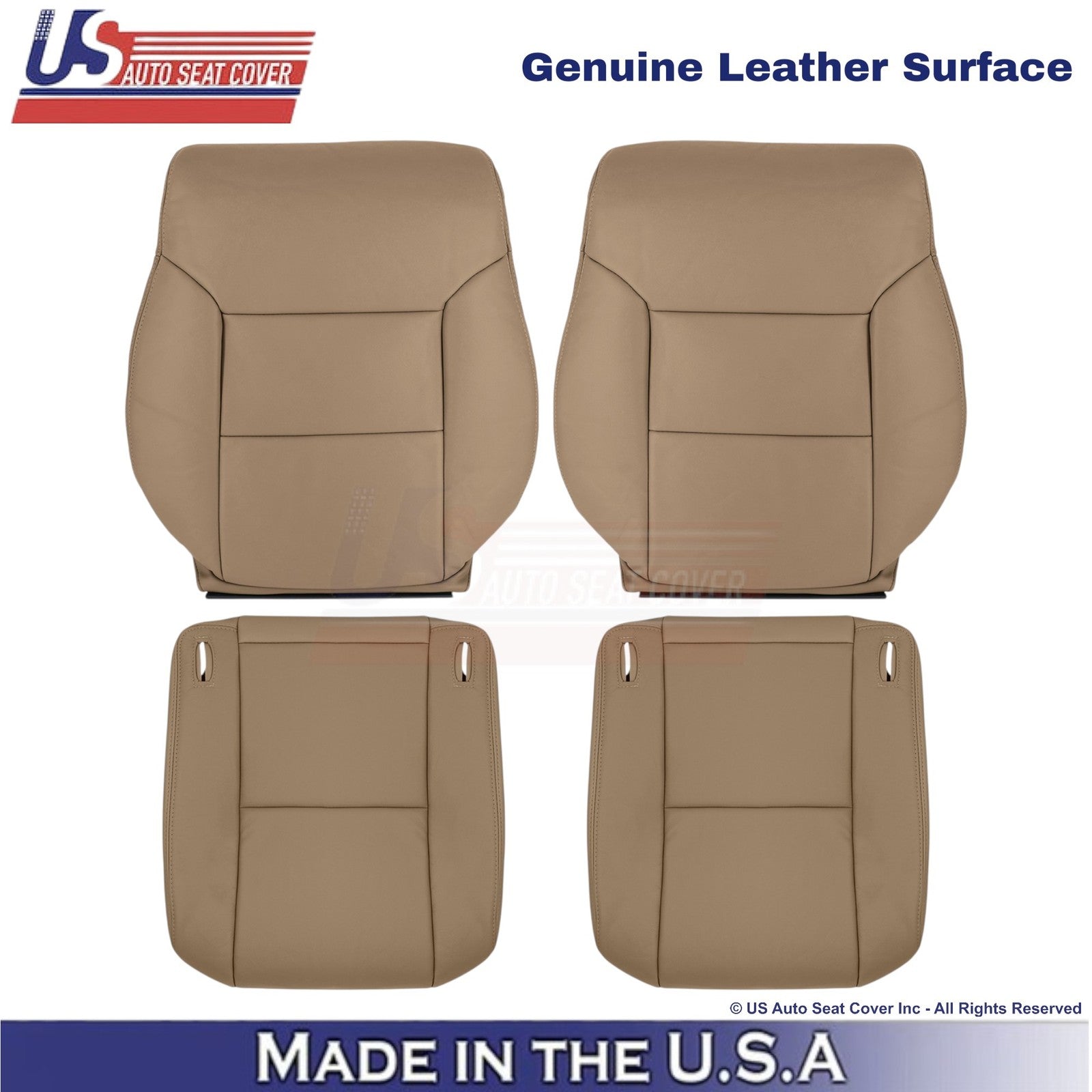 1998-2003 For Toyota Sienna Genuine Leather Front Replacement Covers Dark Oak