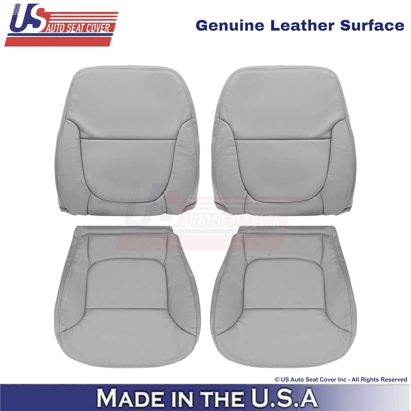 2001-2004 Fits Toyota Tundra Front Genuine Leather Seat Covers Light Charcoal