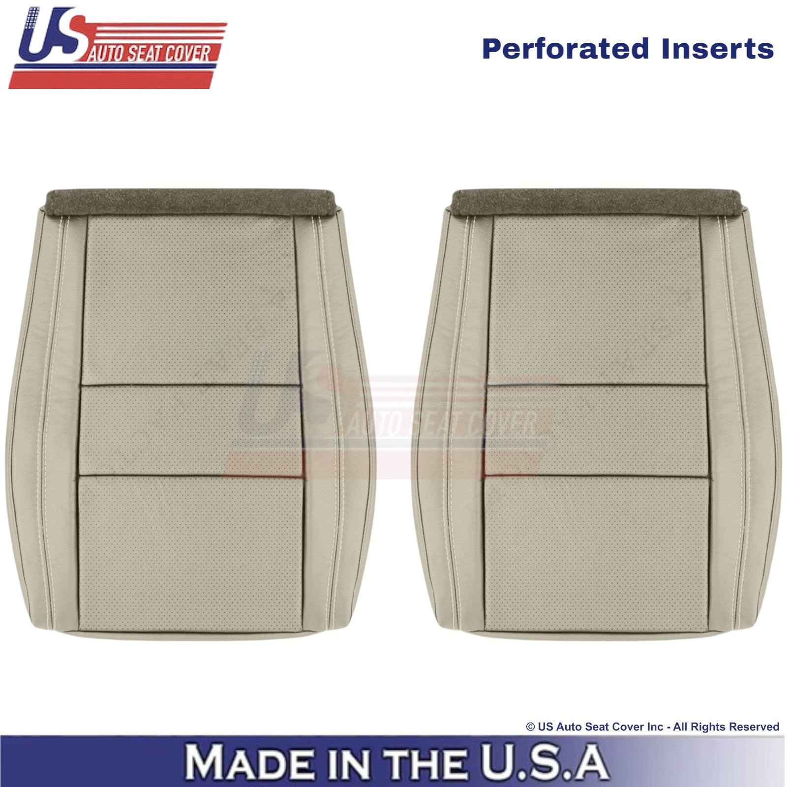 2011-2022 For Dodge Durango Leather Perf. Front Bottom Covers Light Frost Beige