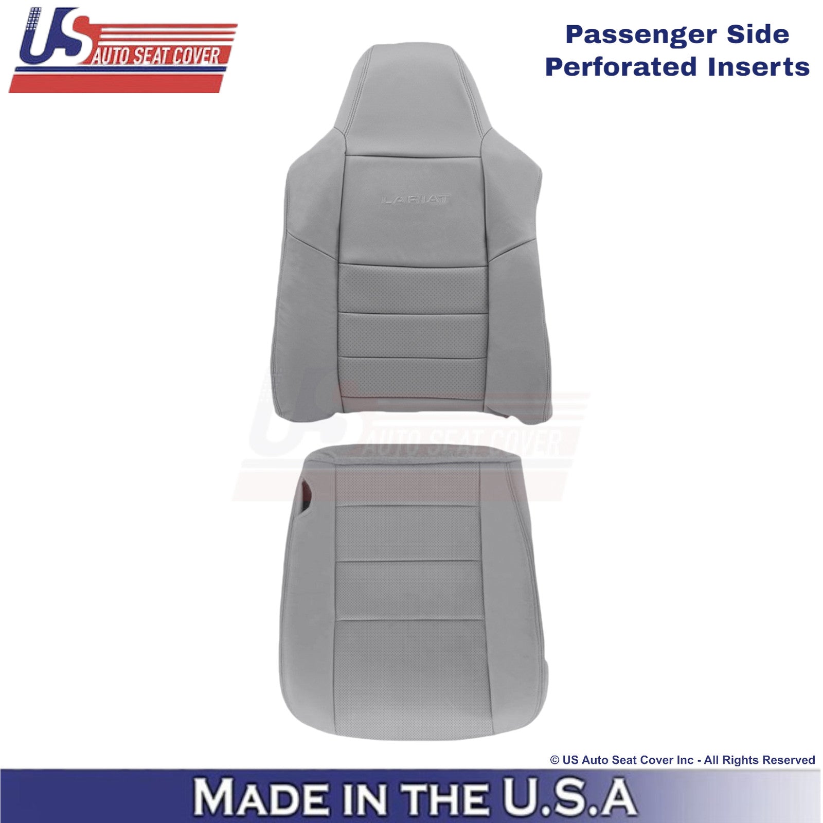 2002-2003 Fits Ford F250 F350 Lariat Leather Perf Passenger Side OEM Covers Gray