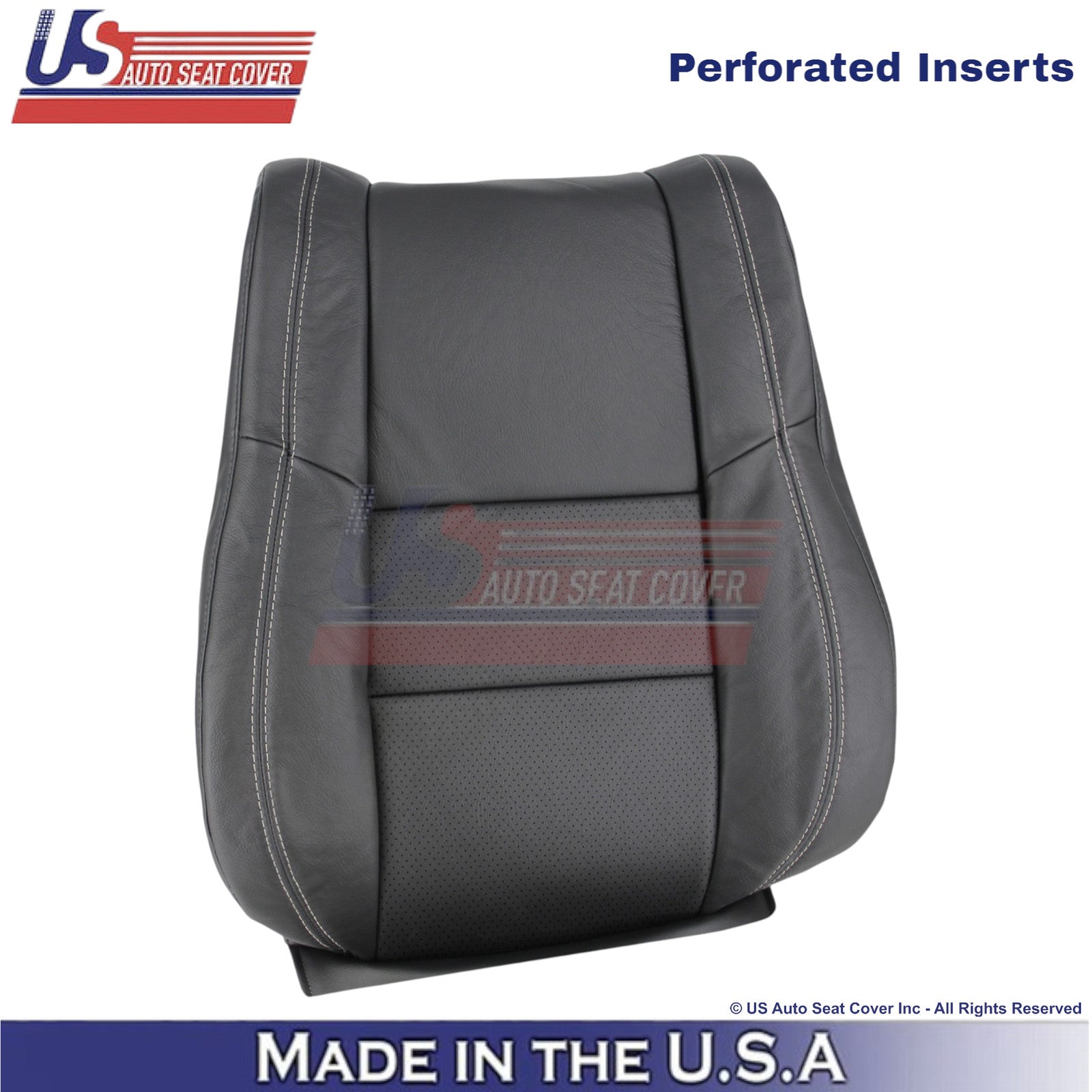 2011-2025 For Dodge Durango Genuine Leather Front Top Covers Black-White Stitch