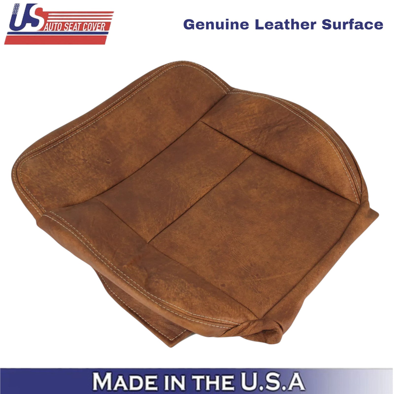 2004-2008 For Ford F-150 King Ranch Leather Driver Bottom Seat Cover Brown