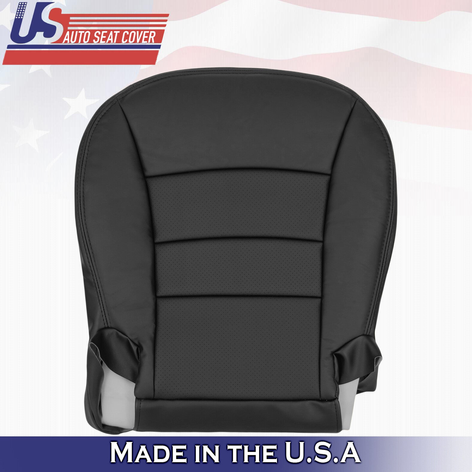 2005 to 2013 For Chevy Corvette C6 Driver Top &Bottom Leather Seat Covers Black
