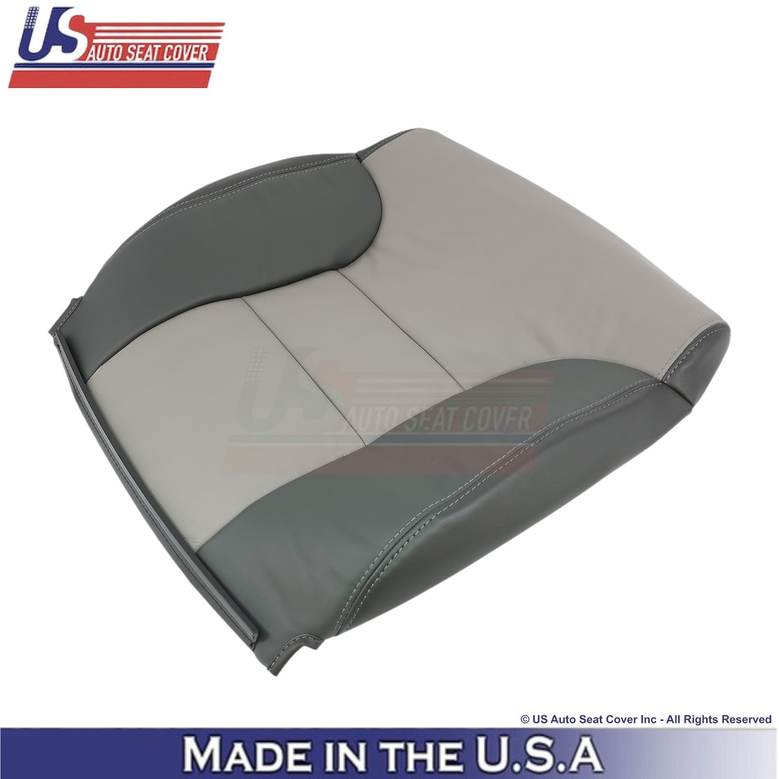 1999-2000 For Chevy Tahoe-Silverado Genuine Leather Rear Bench Covers 2Tone Gray