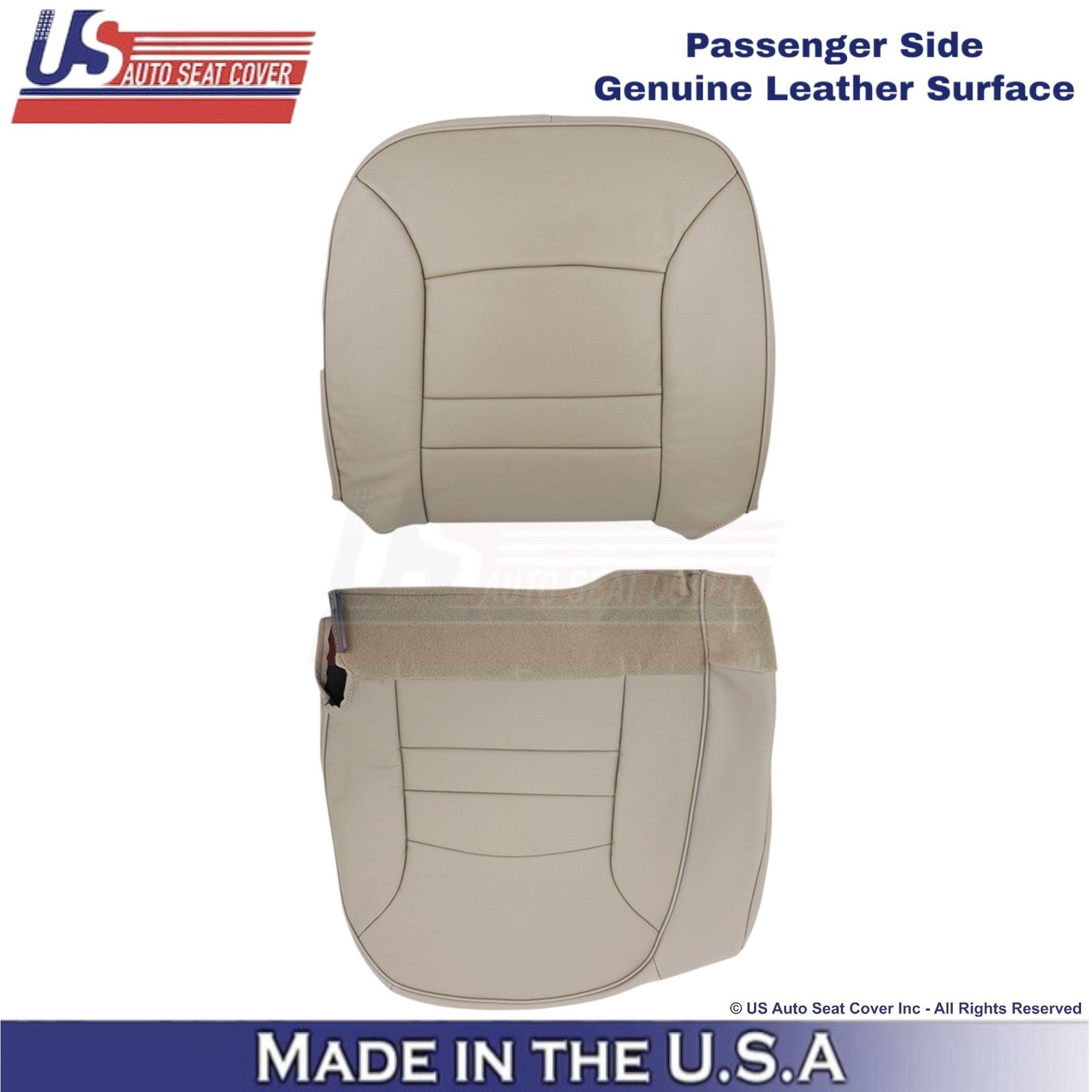 1998-2002 For Ford Crown Victoria Genuine Leather Passenger Side Seat Covers Tan