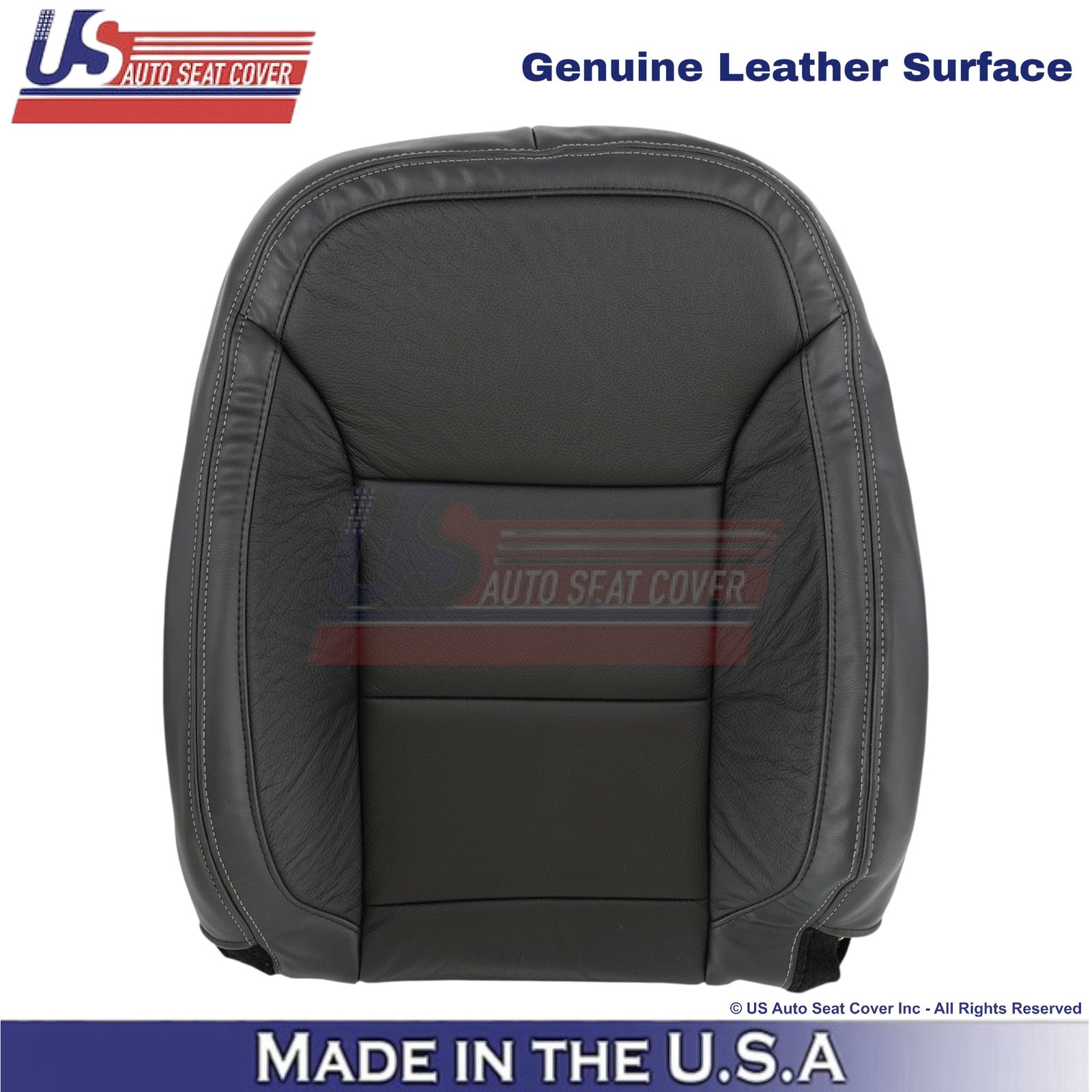 2013-2015 For Chevy Malibu Genuine Leather Driver Top Cover Black w/white Stch
