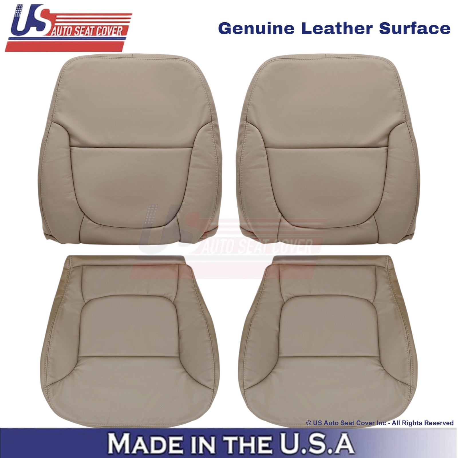 2001-2004 Fits Toyota Tundra Front Genuine Leather Replacement Seat Covers Oak
