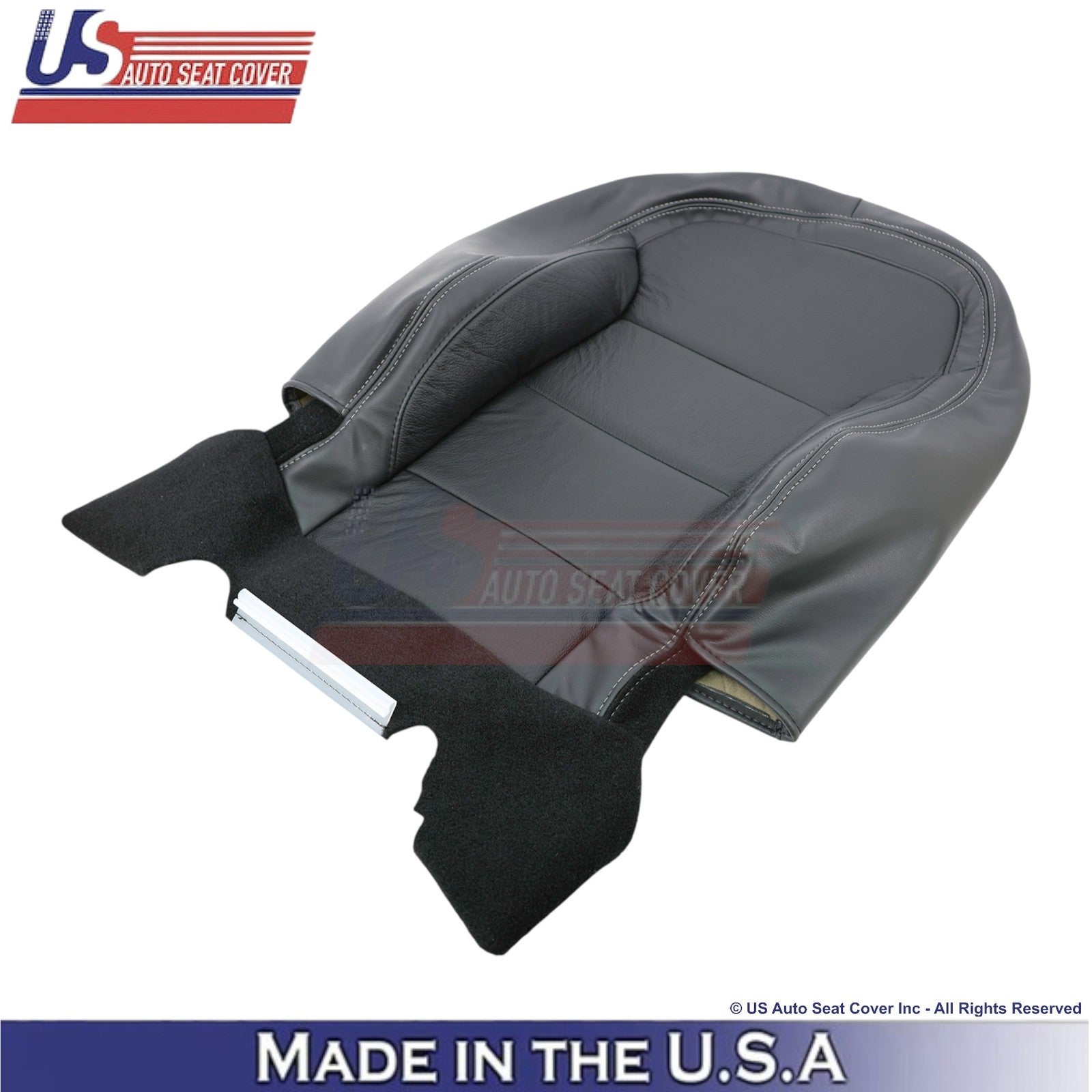 2013-2015 For Chevy Malibu Genuine Leather Front Top Covers Black w/white Stch