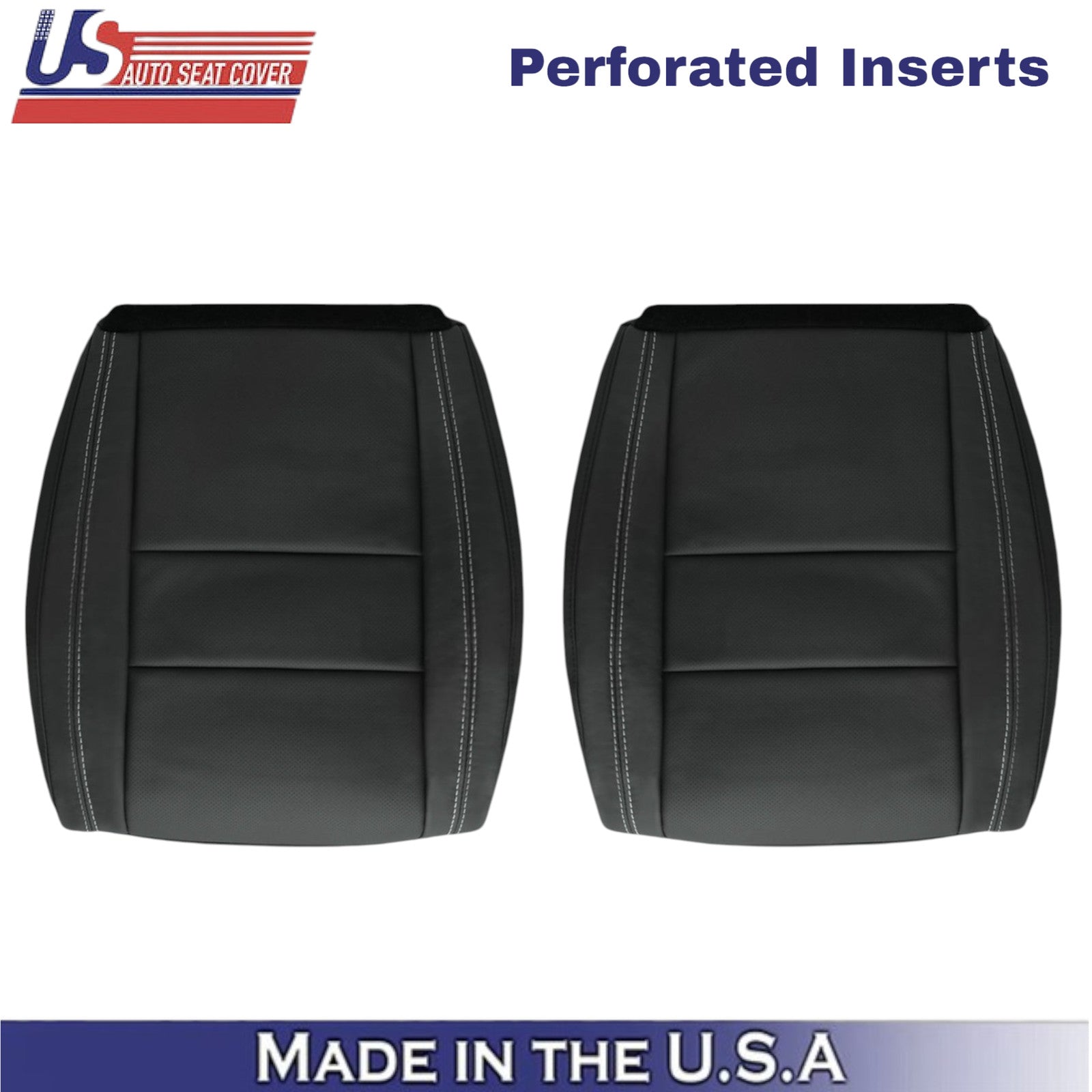 2011-2021 For Jeep Grand Cherokee Leather Front Bottom Covers Black-White Stitch