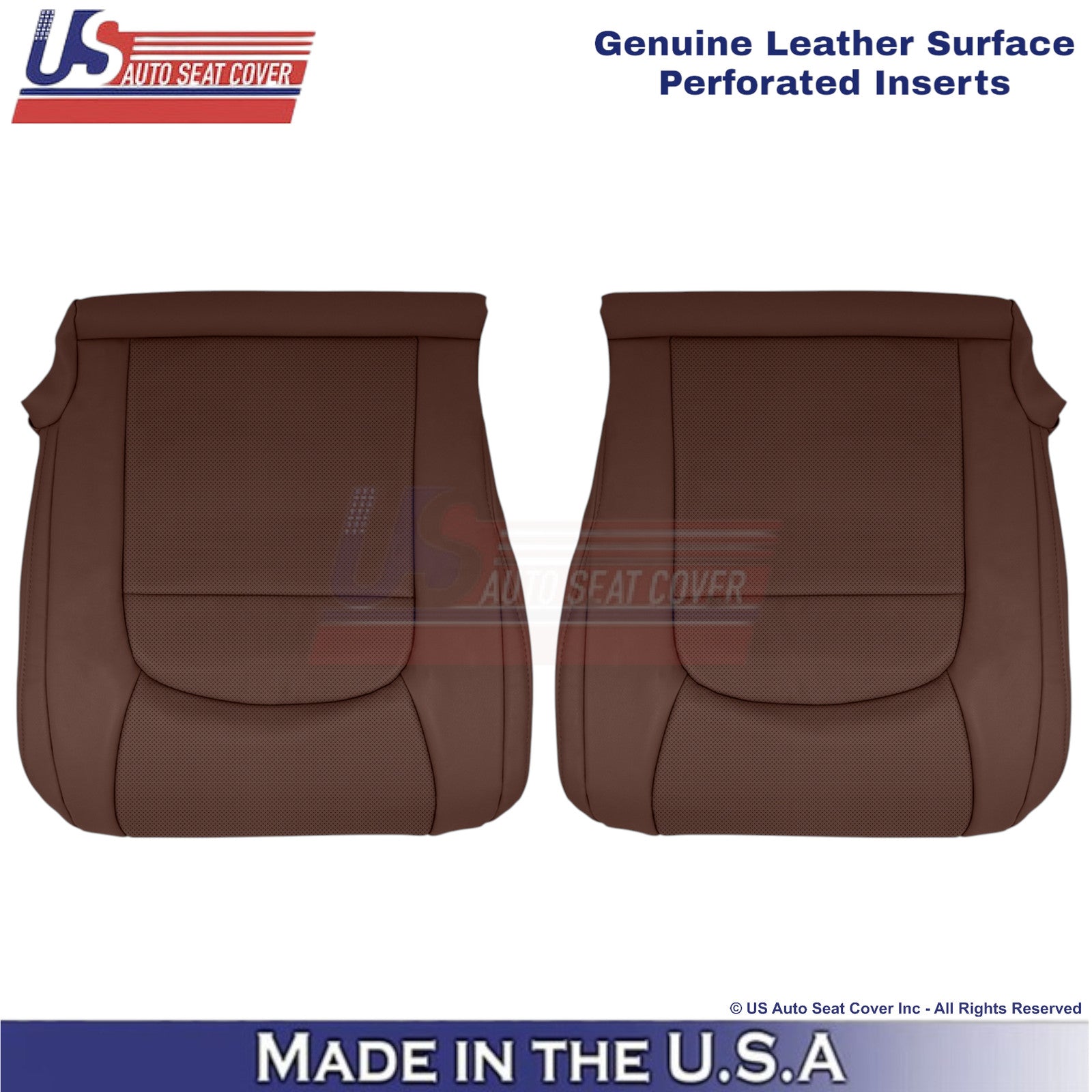 2008-2021 For Toyota Land Cruiser Genuine Leather Perf Front Bottom Covers Brown