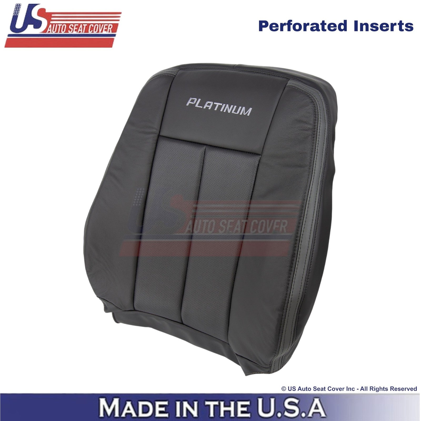 2015-2017 Fits Ford Expedition Platinum Leather Driver Top Seat Cover Ebony Blk