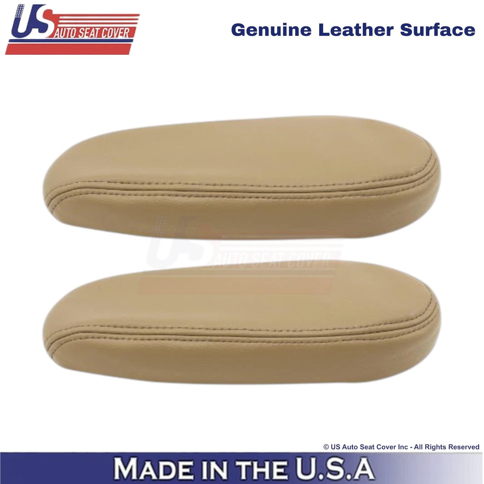 2000-2001 For Ford Excursion Genuine Leather Front Armrest Covers Med. Parchment