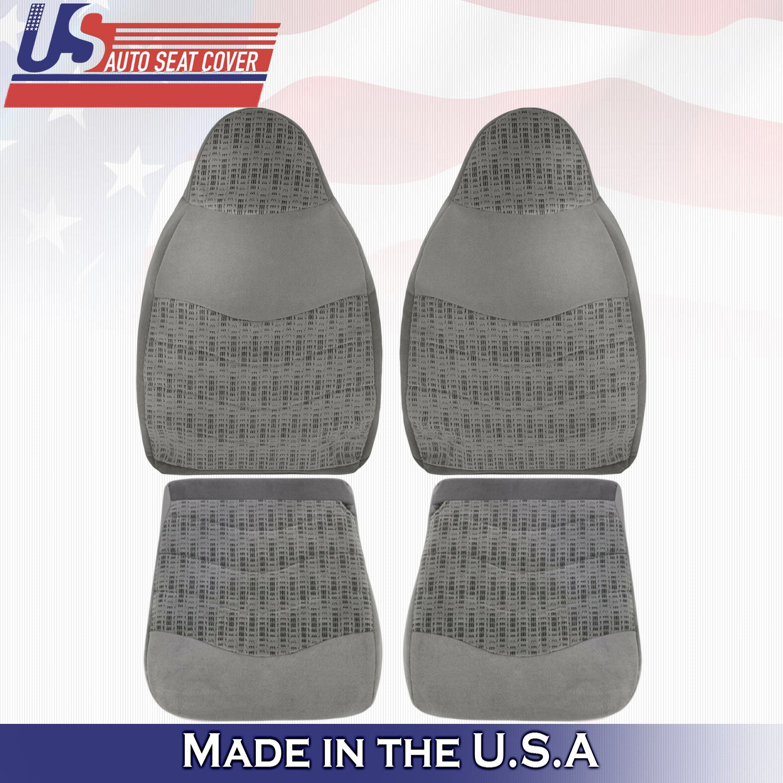 2000 For Ford F250 F350 F450 F550 XLT 2x Top & 2x Bottom Cloth Seat Covers Gray
