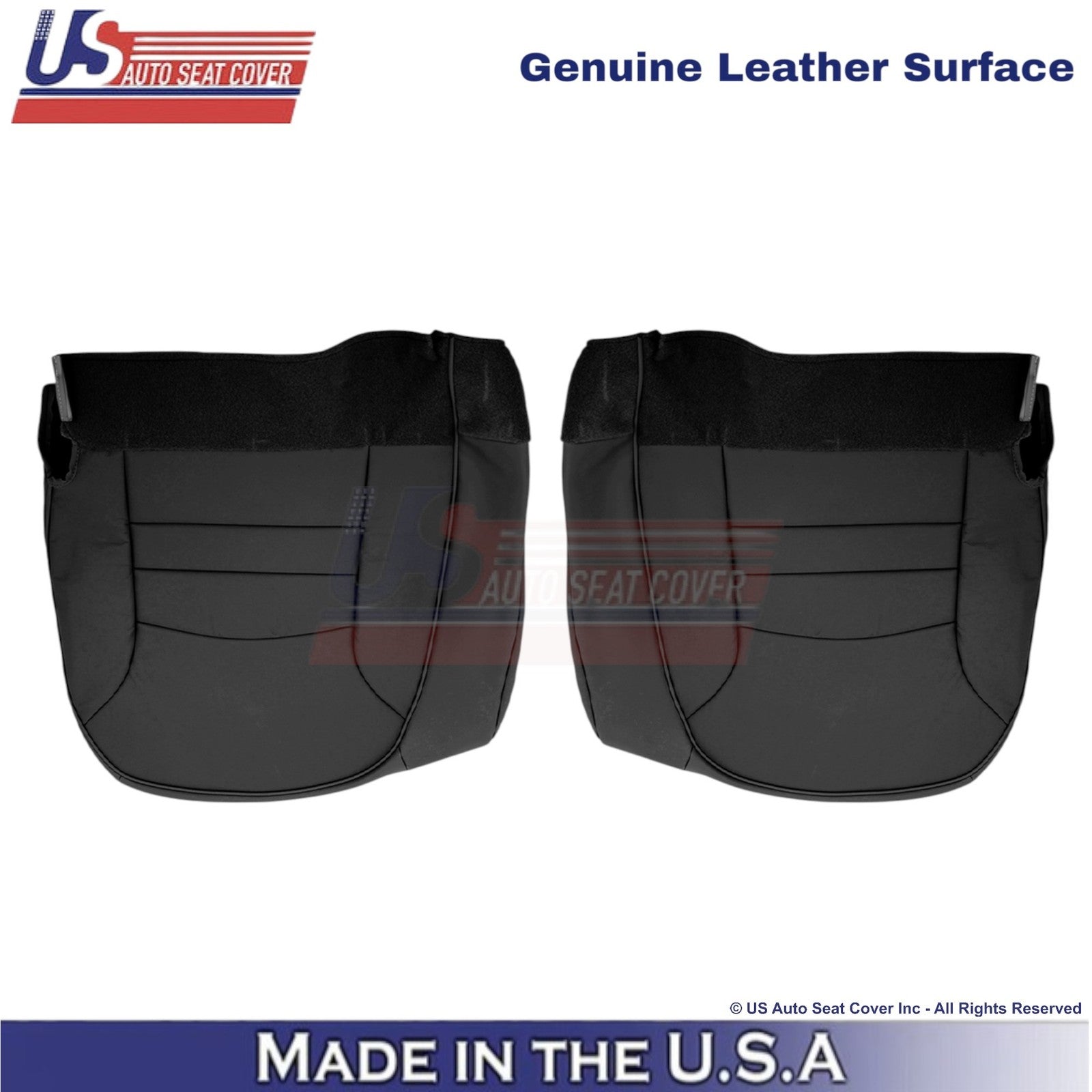 2000-2002 Fits Ford Crown Victoria Genuine Leather Front Bottom Covers Black